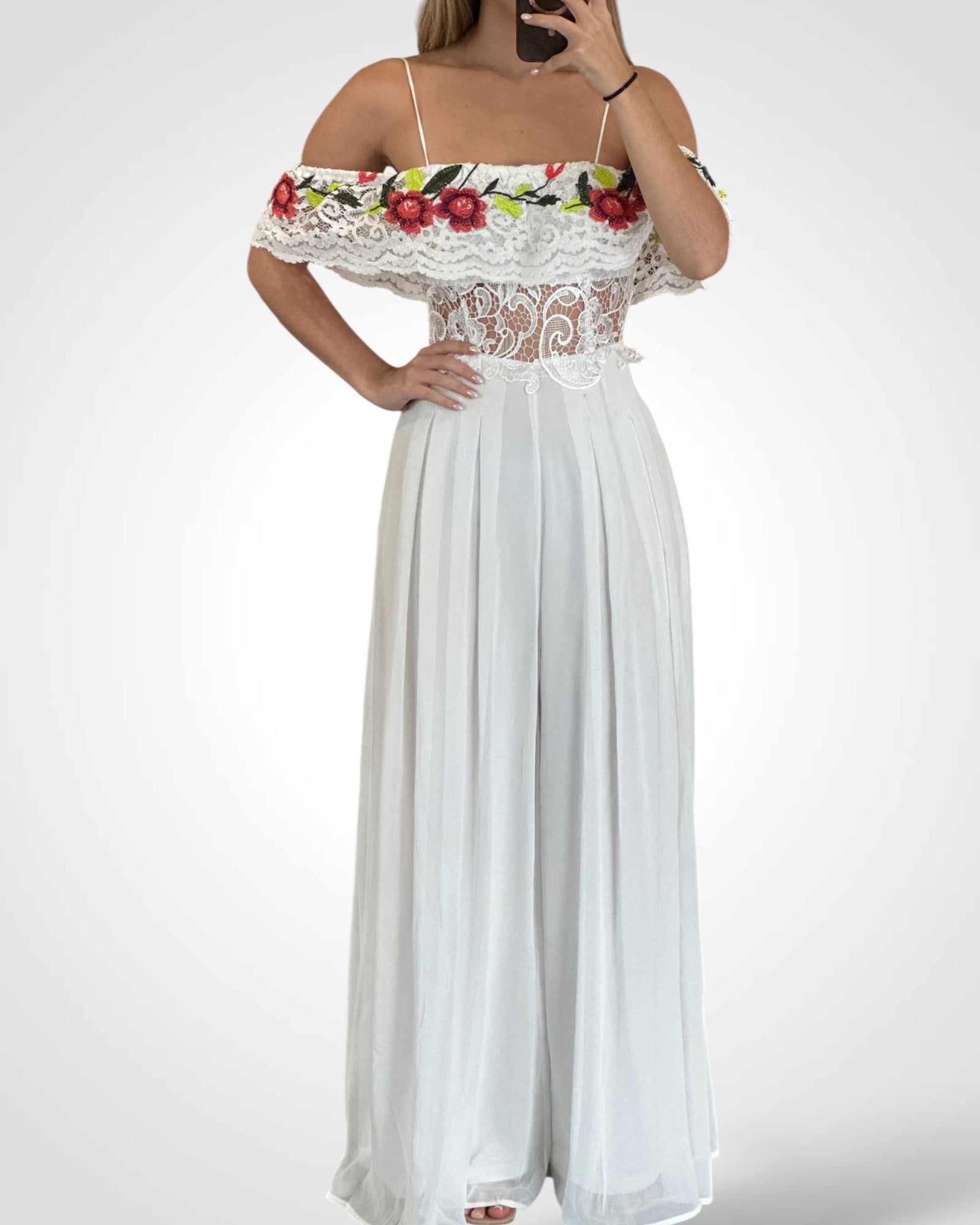 Floral Embroidery Detail Jumpsuit