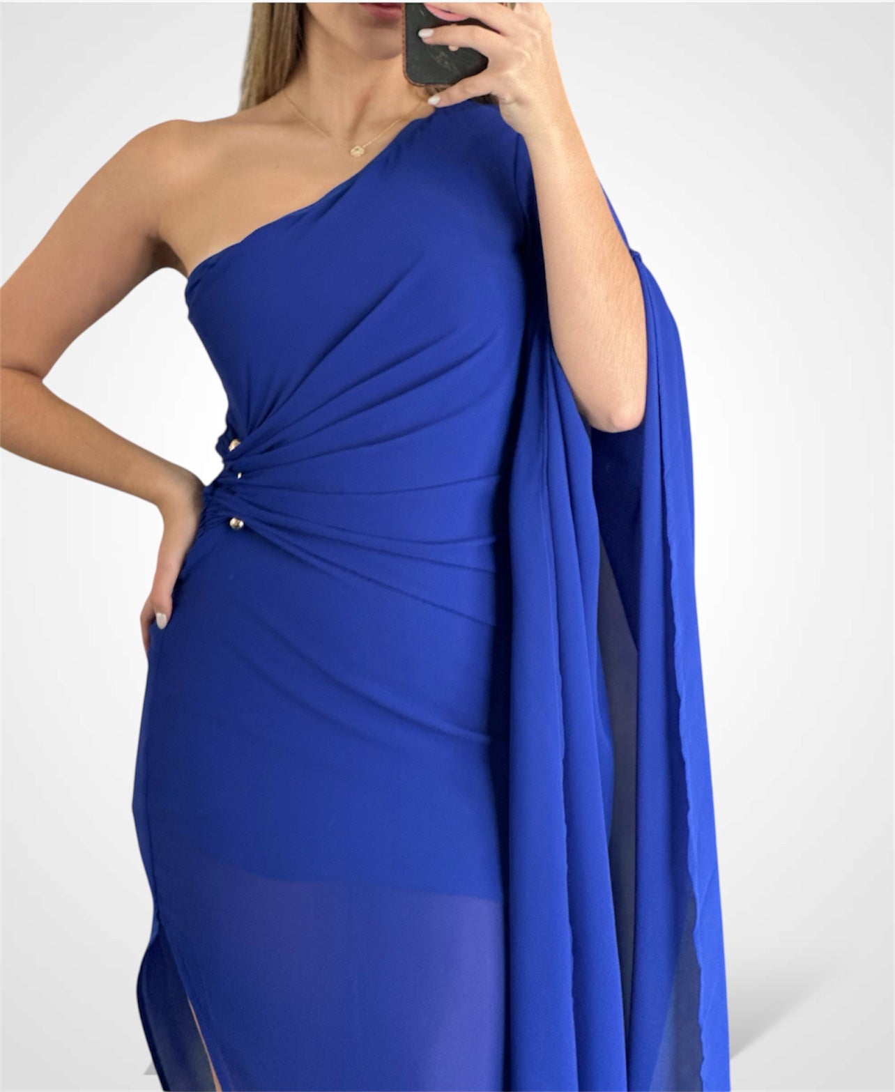 ROYAL BLUE GOLD ACCENT ONE/S DRESS•-2
