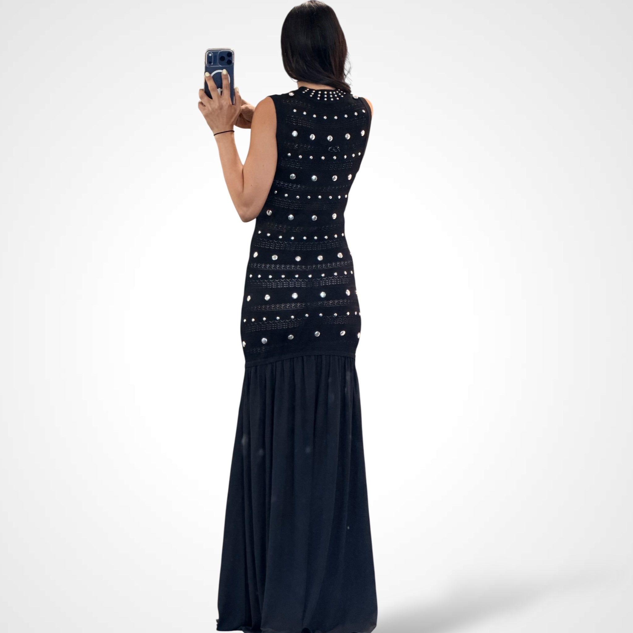 BLACK/SILVER ELEGANT MAXI DRESS•-3