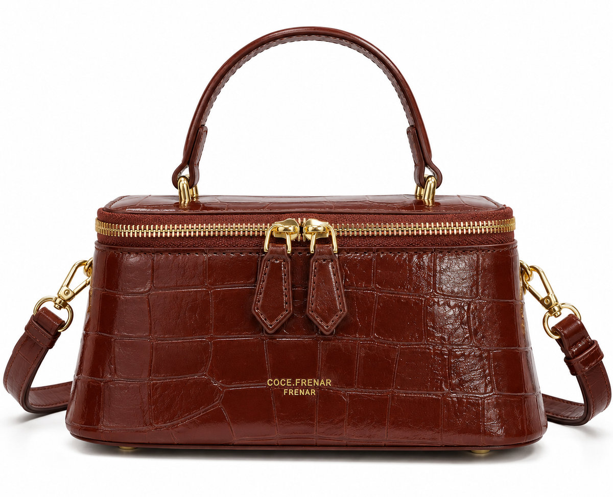 Cognac Croc Vanity Bag