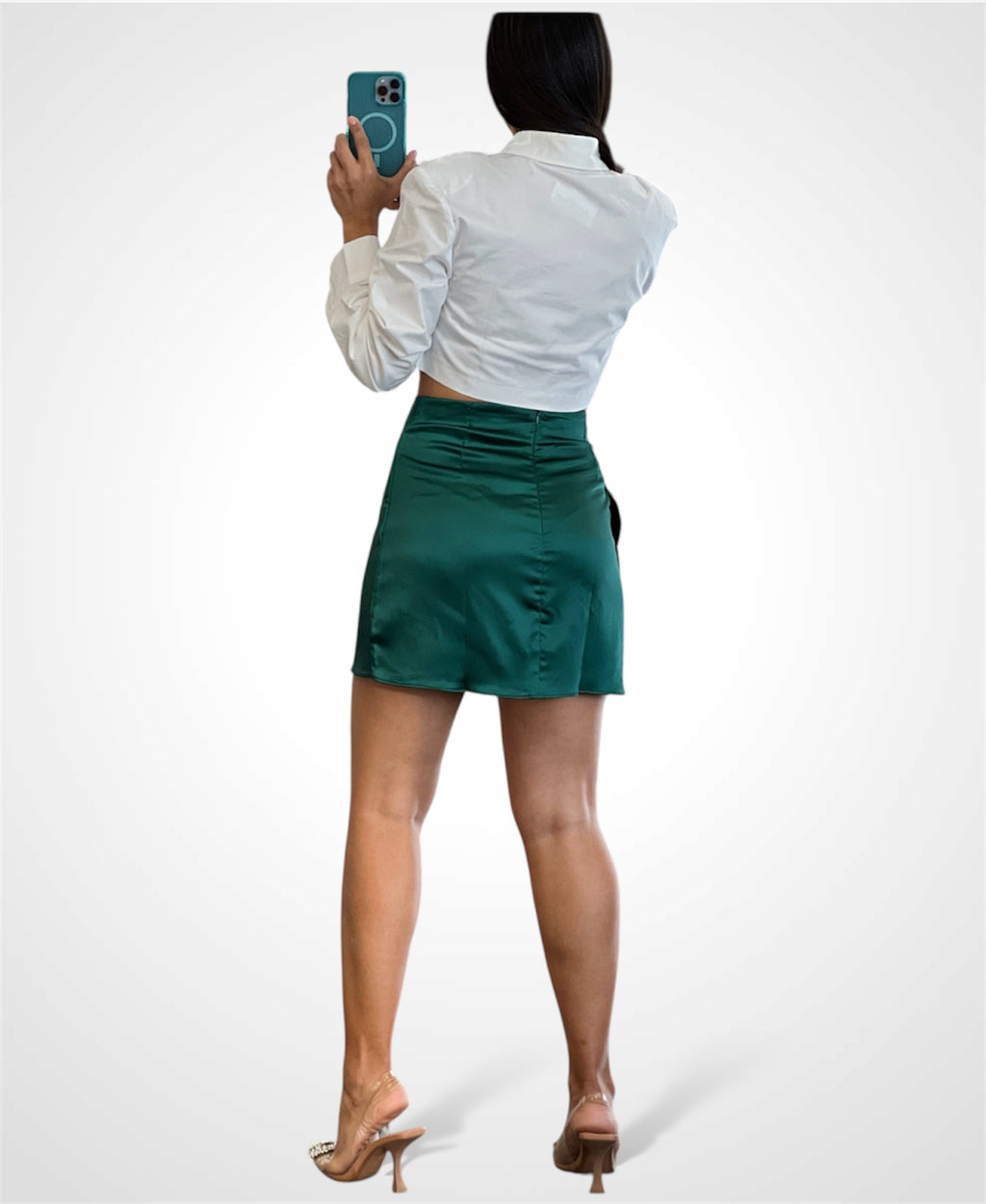 Satin Ruffle Mini Skirt