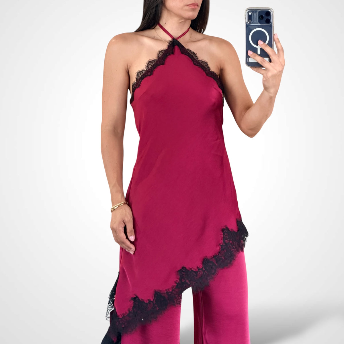 Lace Satin Wine Jumpsuit-2