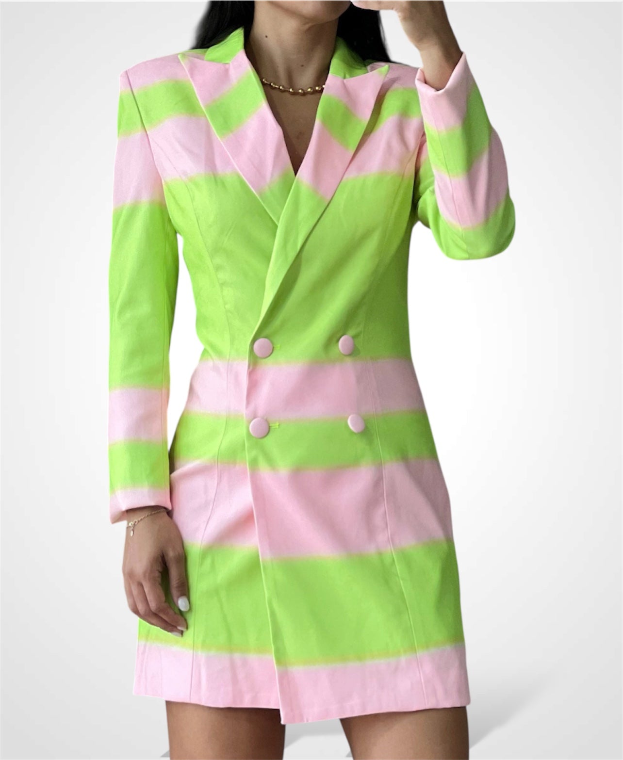 Notched Neck Blazer Dress•-1