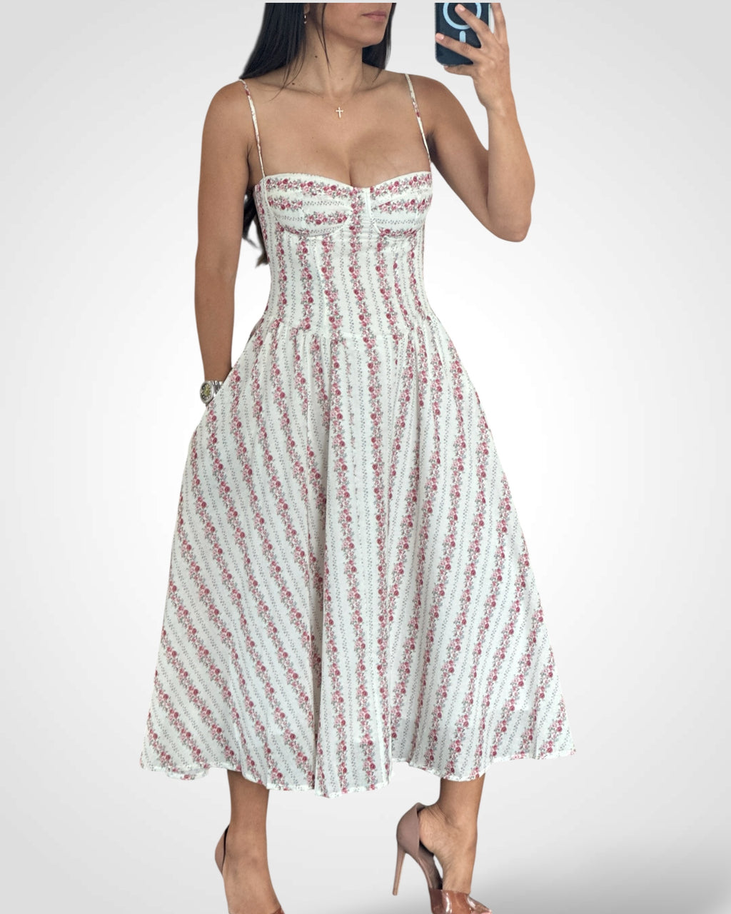 SJQ-Burgundy Underwire Sleeveless Long Midi Dressni