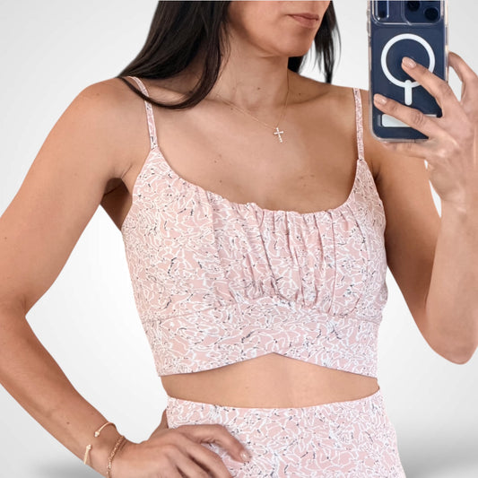Smocked Back Detailed Woven Cami Crop Top