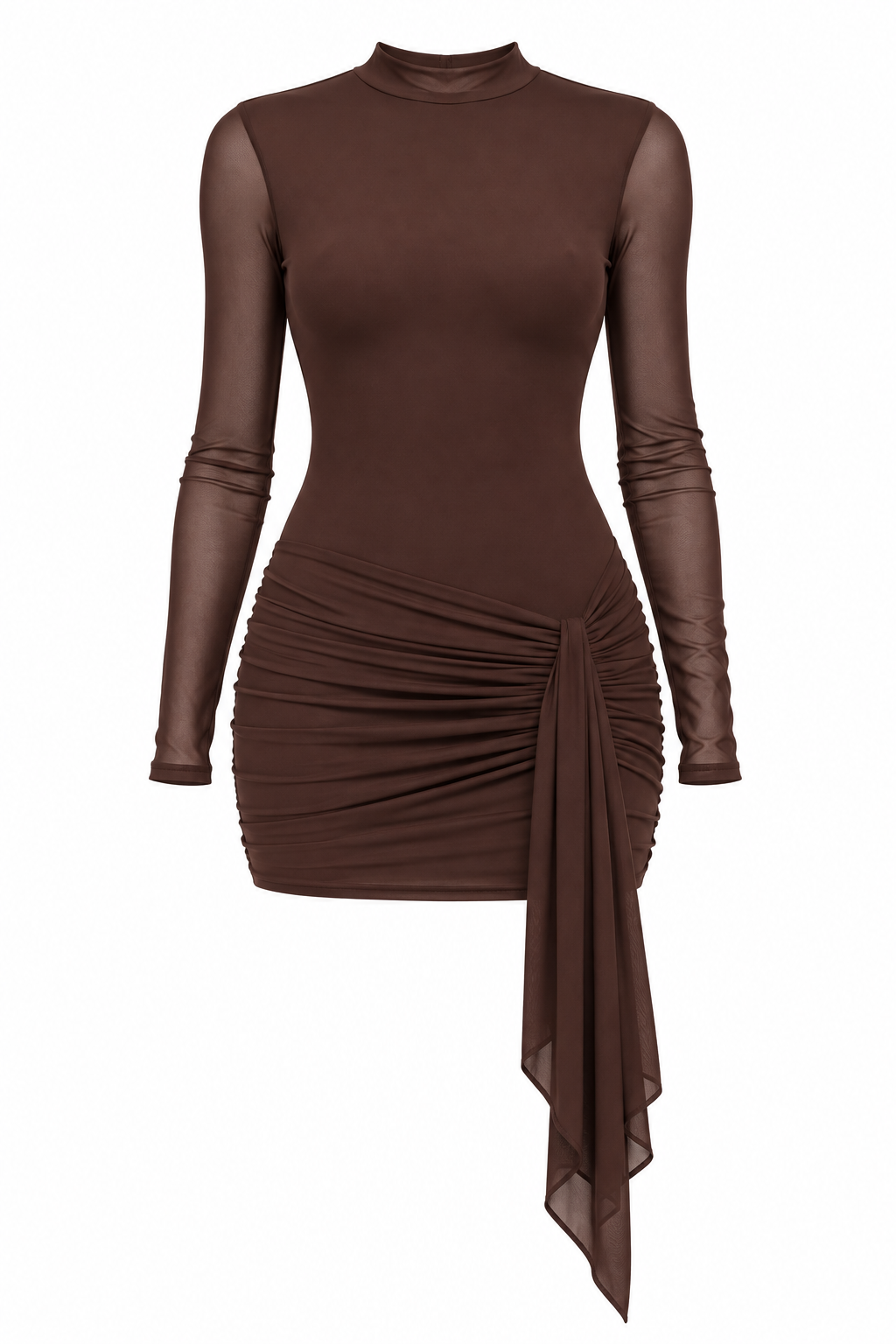 Mocha Drape Mini Dress-4
