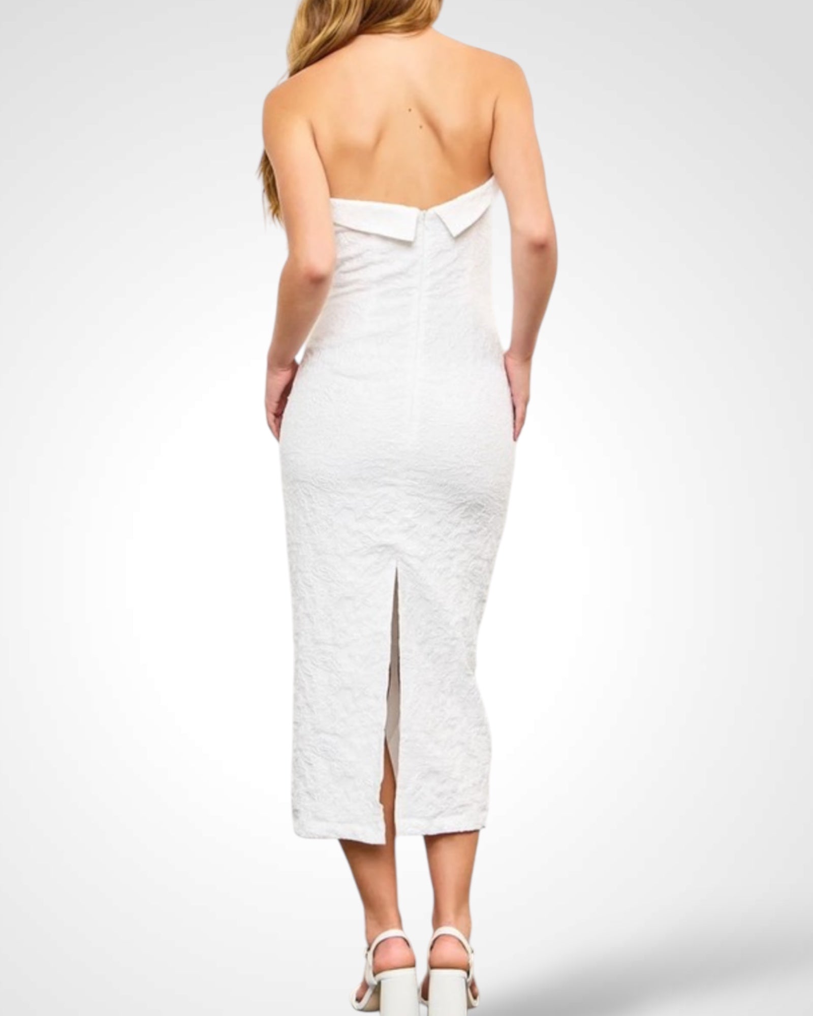 PRINCESS LINE LACE FRONT LONG BANDEQU MAXI DRESS