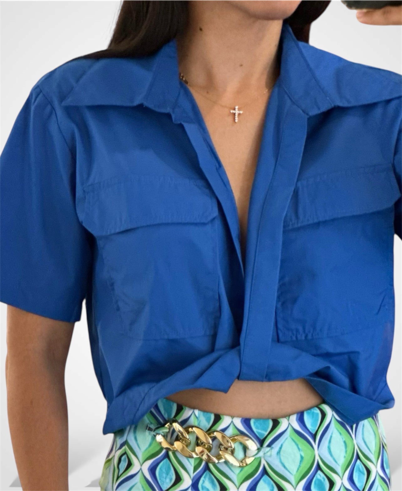 Poplin Twist Front SLV Top