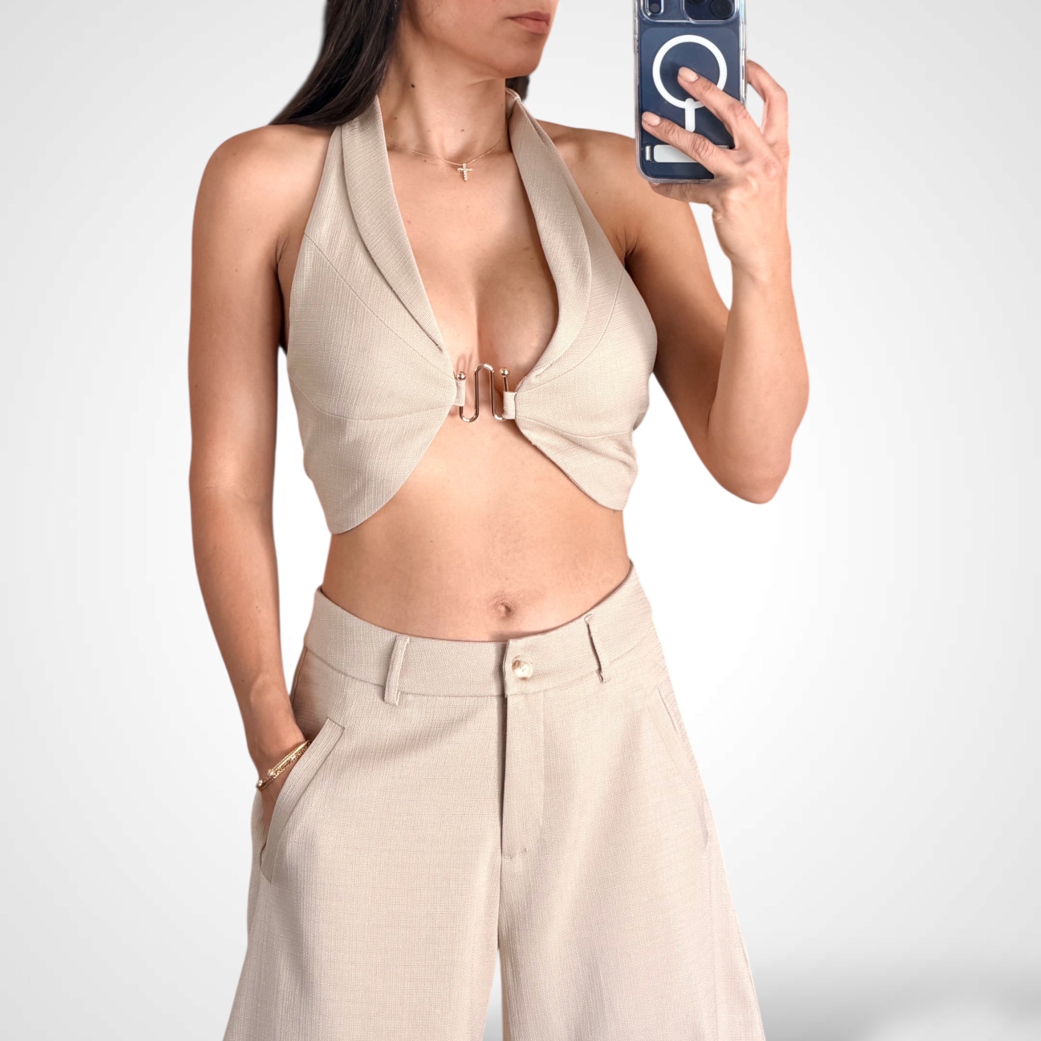 BEIGE LONG PANTS SET•-3