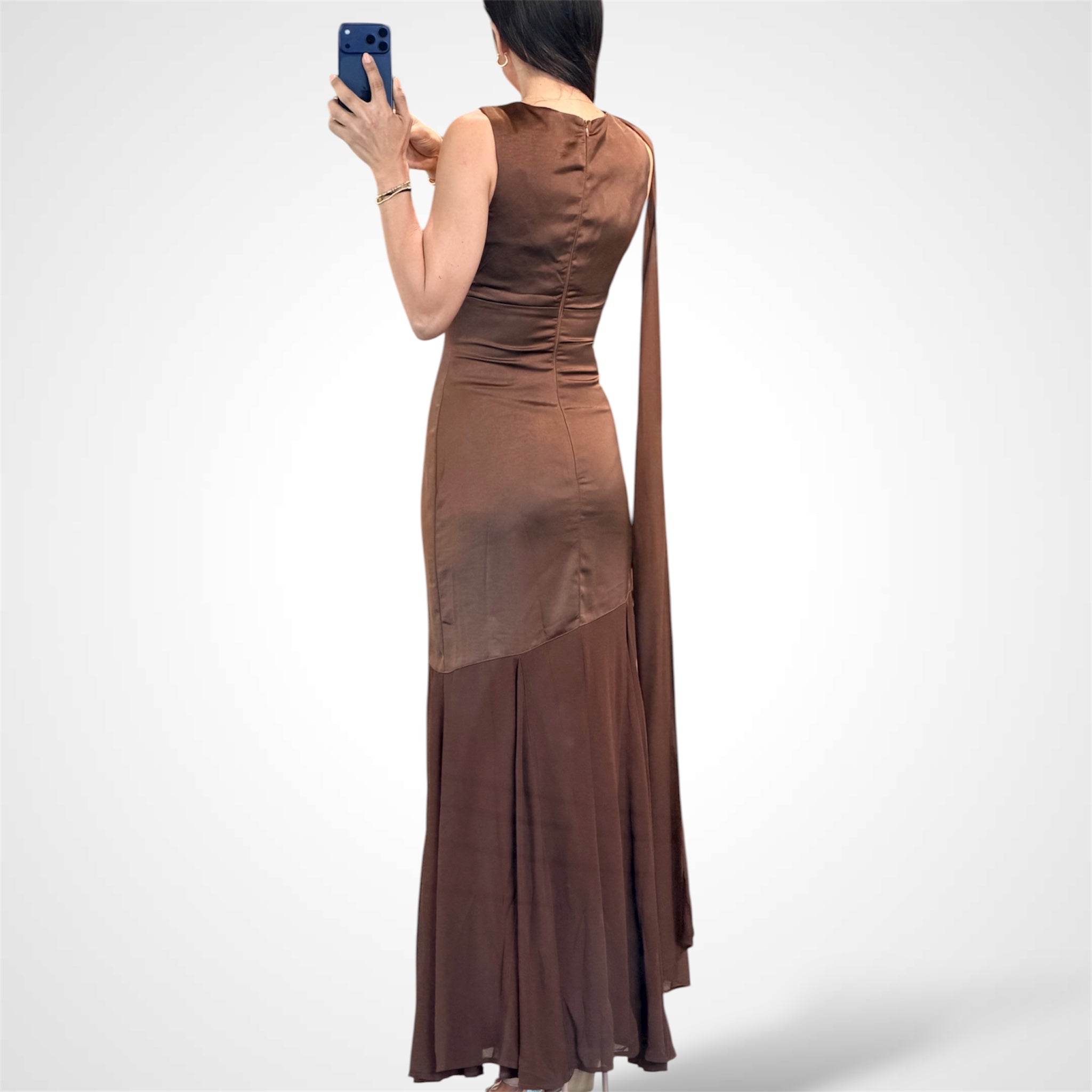 CHOCOLATE ELEGANT MAXI DRESS•-3