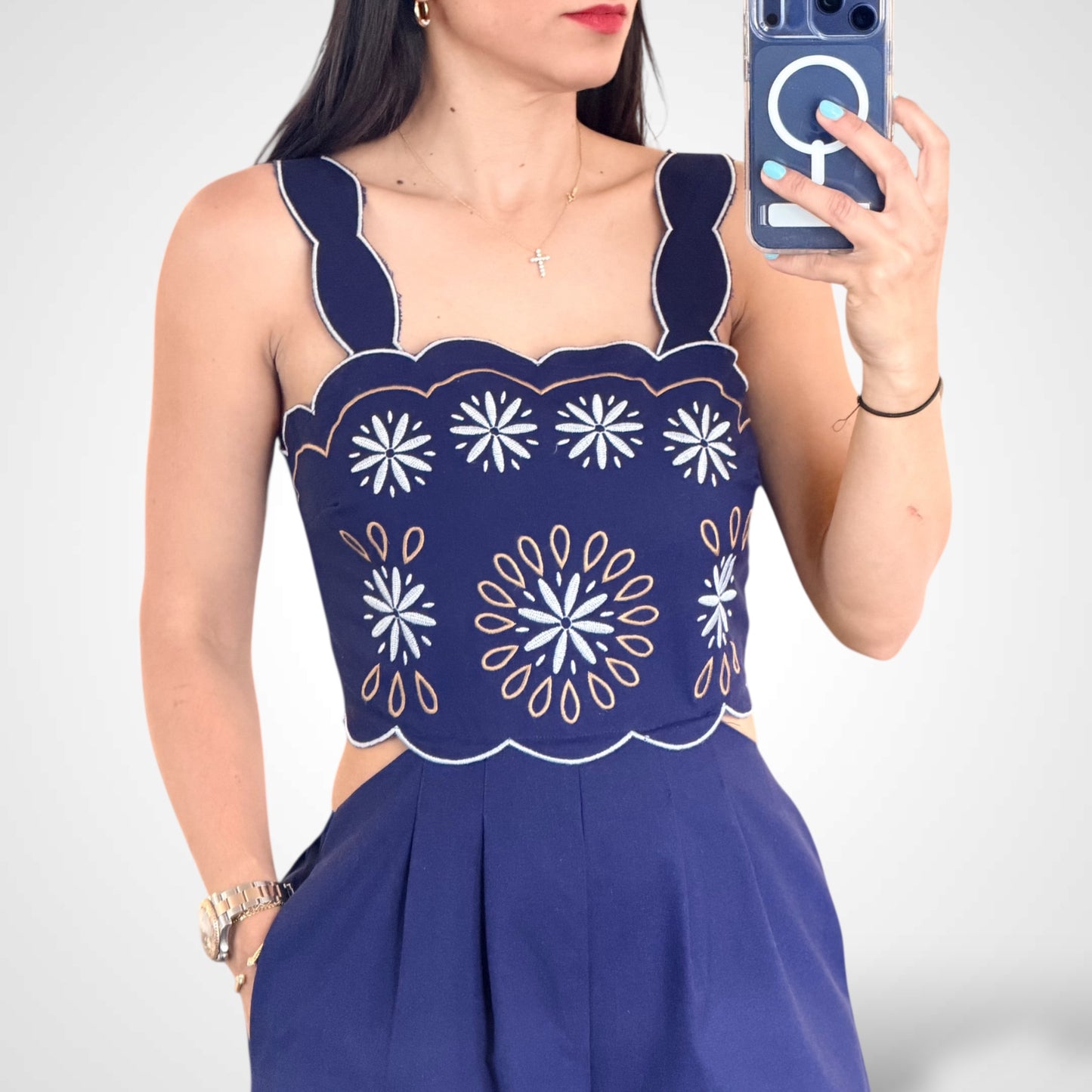 Embroidered Cutout Jumpsuit