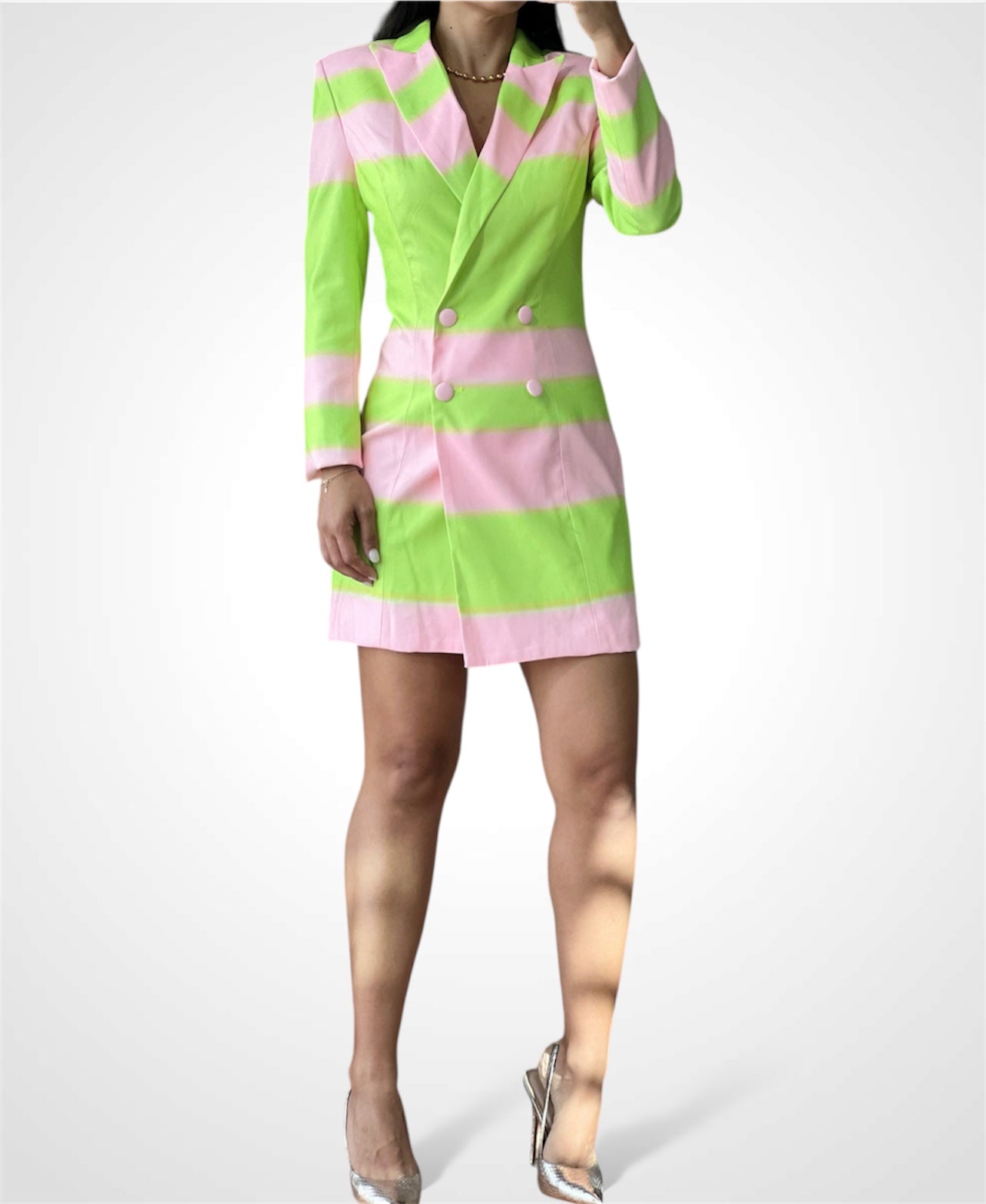 Notched Neck Blazer Dress•-2