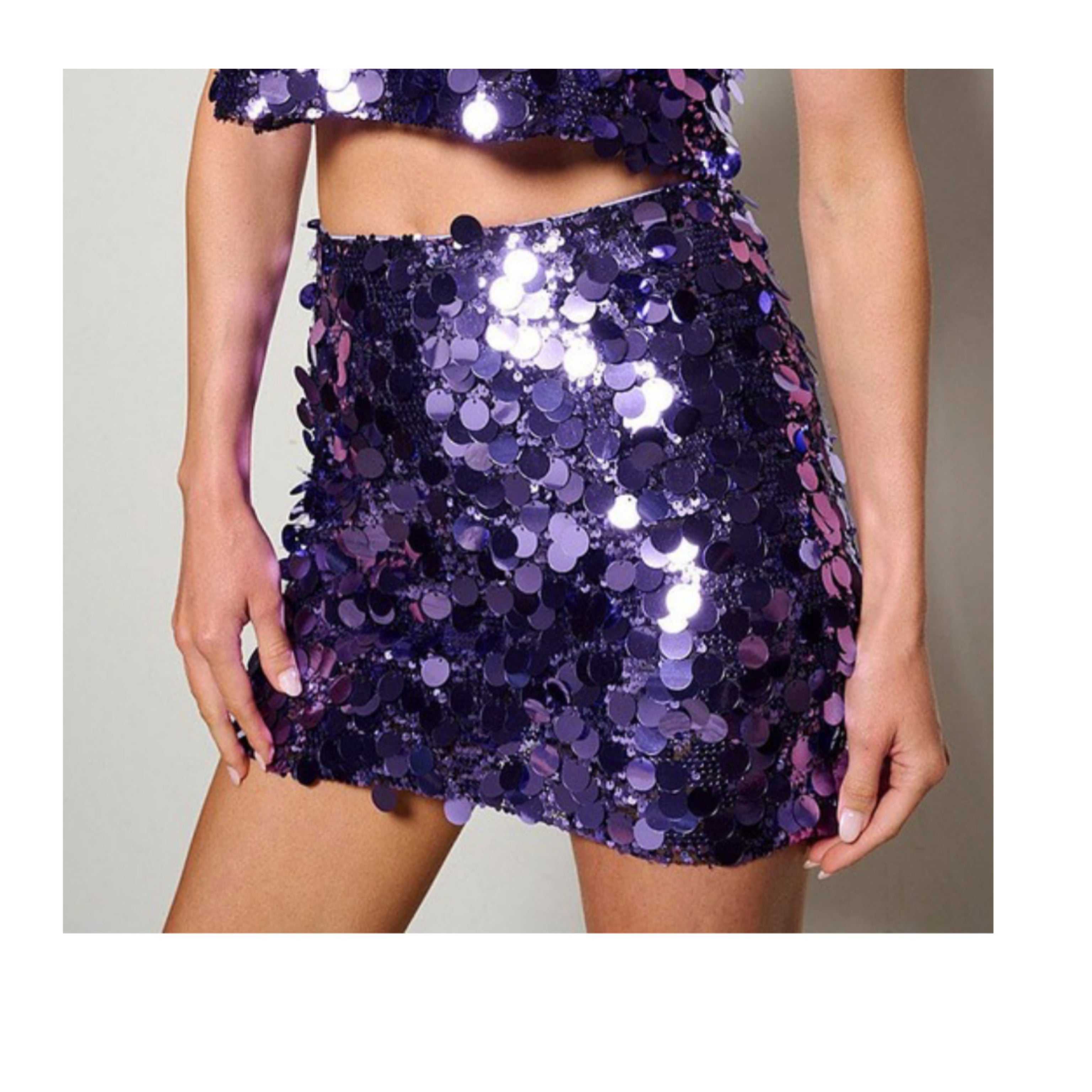 ZIP UP SEQUINS MINI SKIRT-1