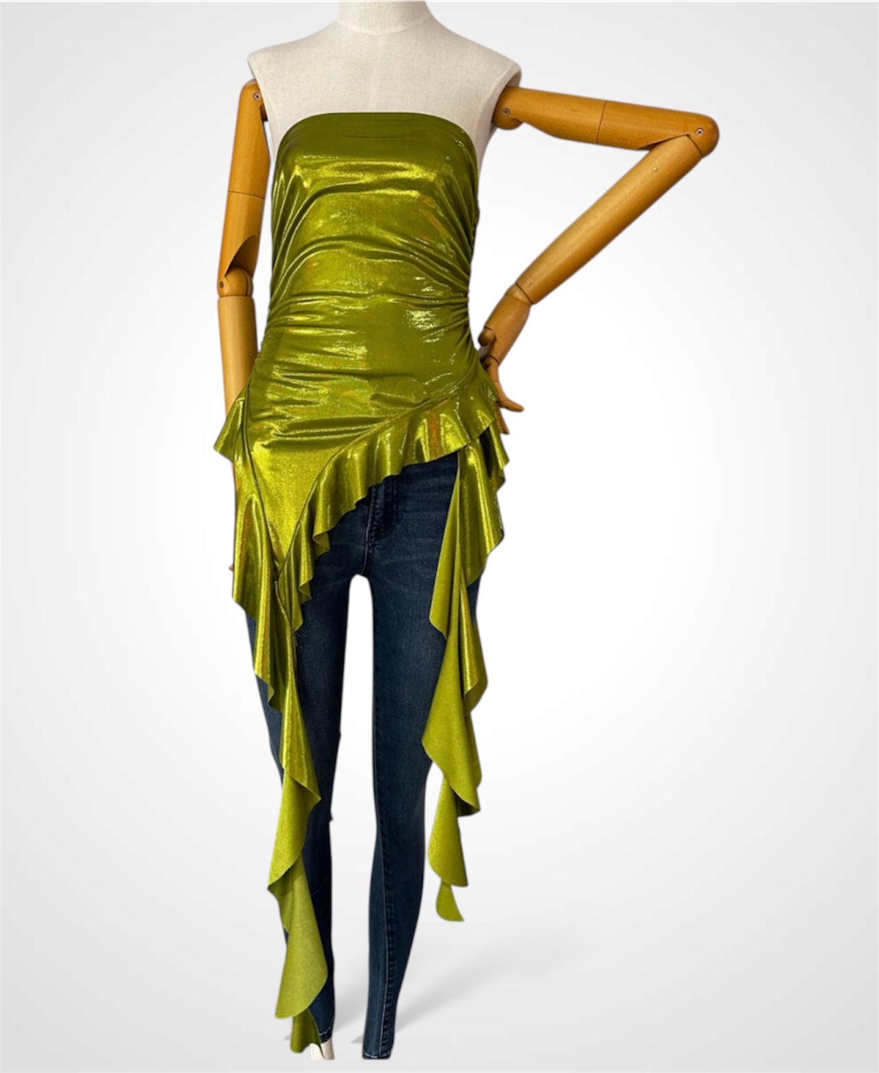 Moss Green Metallic Tube Top•-2