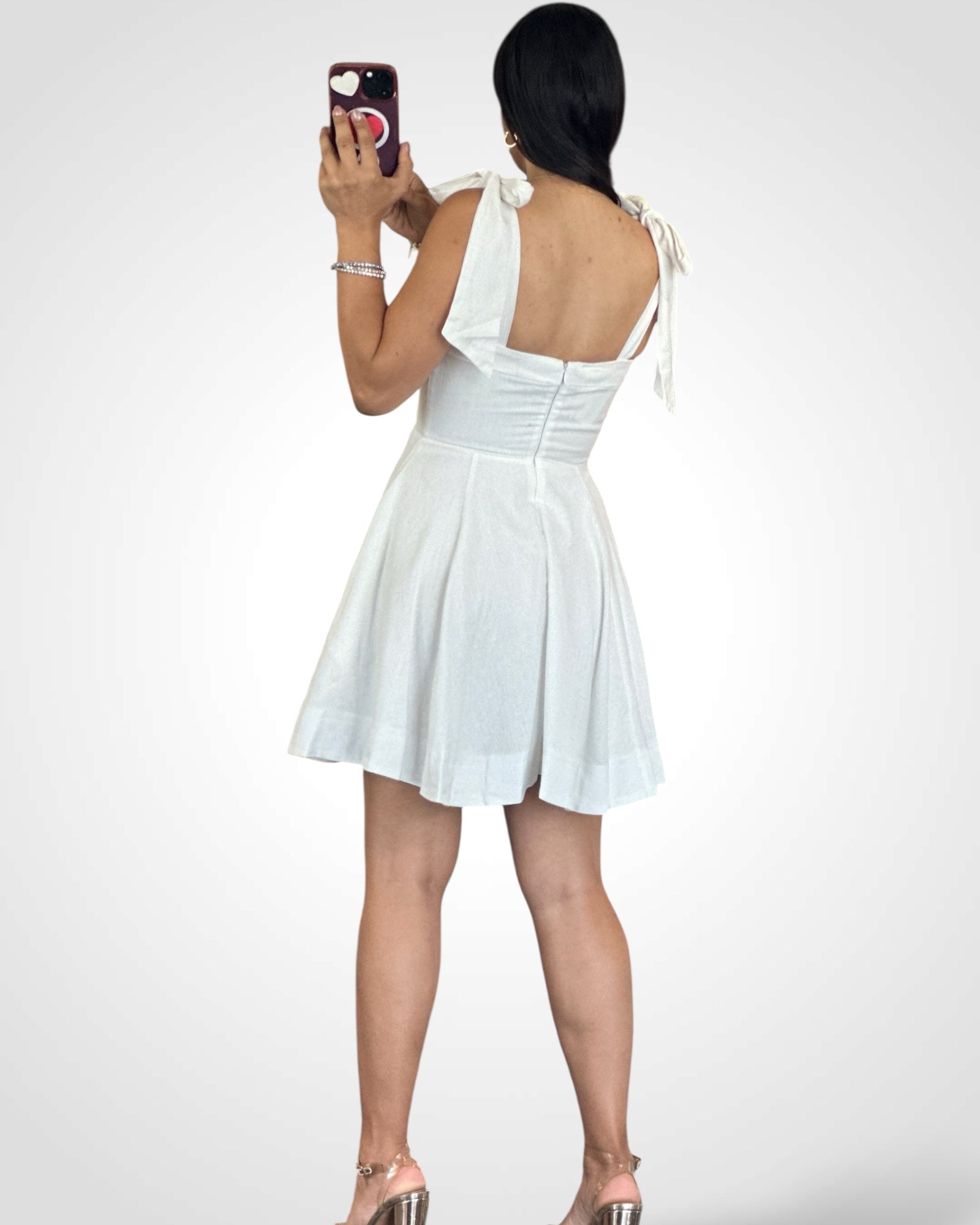 SJQ-Sleeveless Square Neck Front Pockets Mini Dress