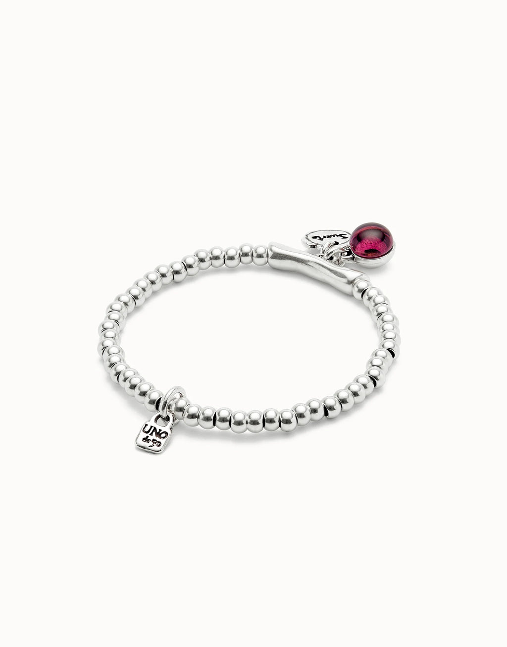 UNO DE 50 - Pulsera bañada en plata de ley, cristal de murano y palabra suerte