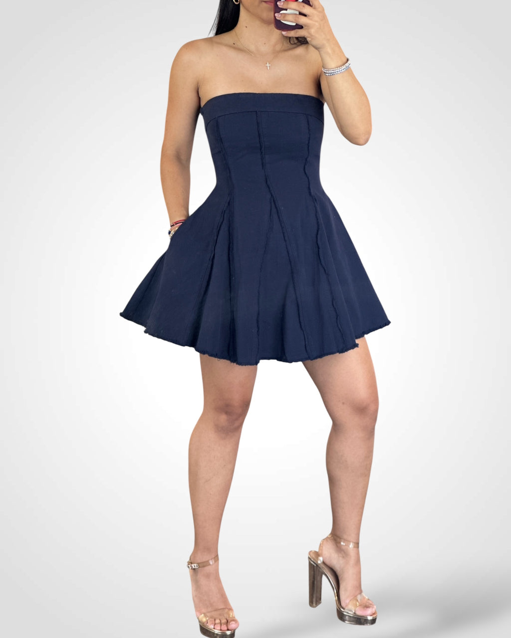 Strapless Denim Mini Dress