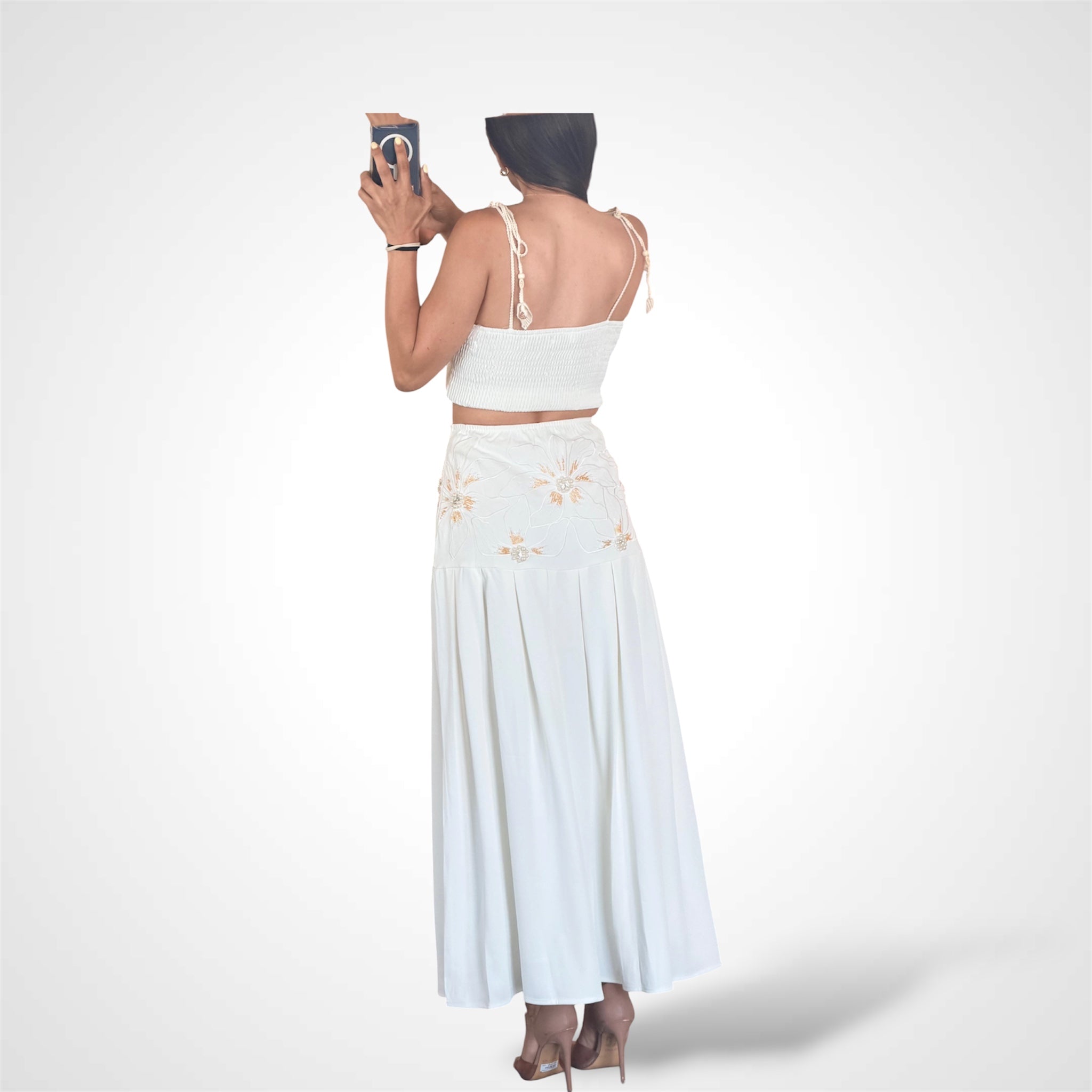 Garden Blossom Cami and Pleated Maxi Skirt Set-3