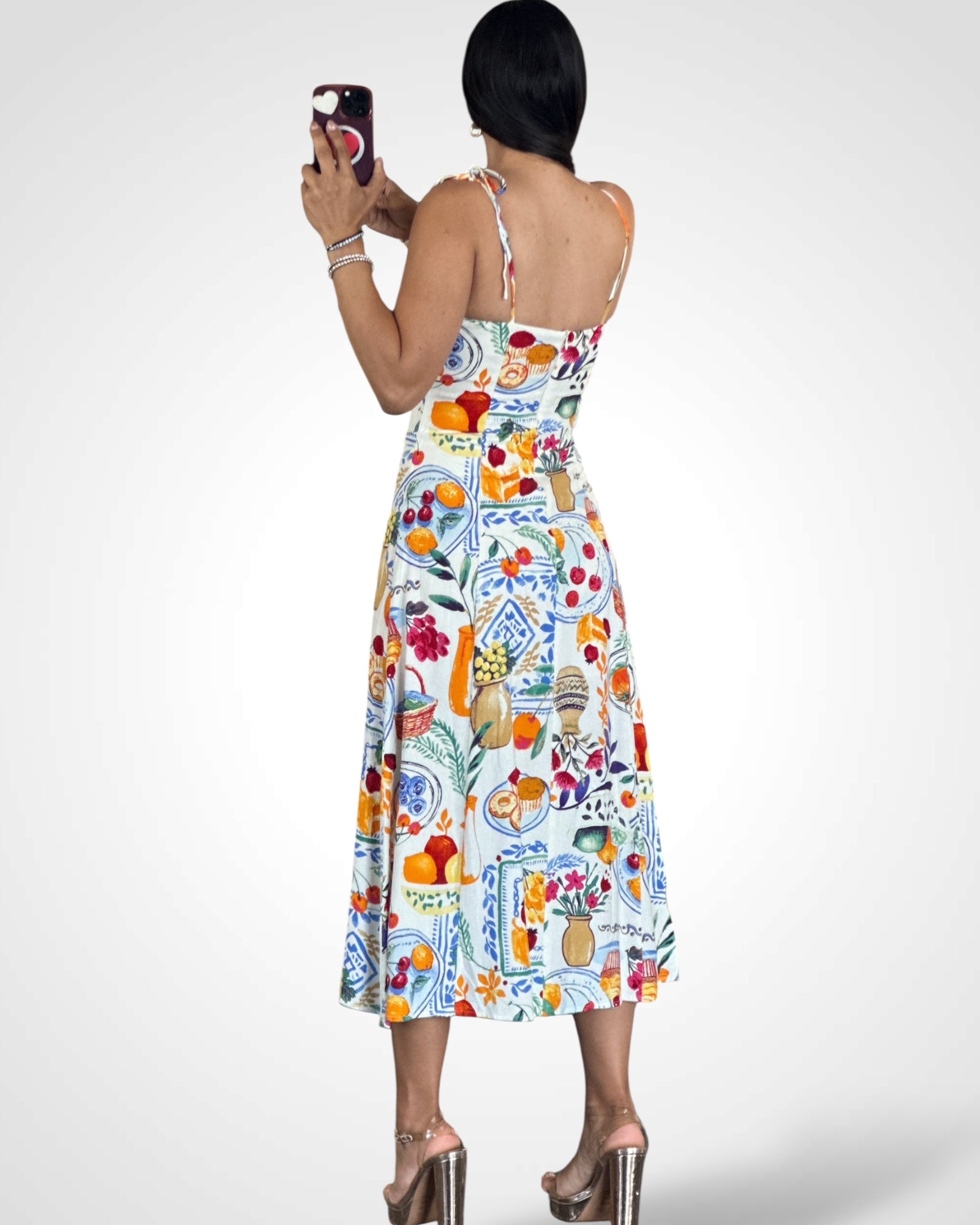 SHOULDER TIE MIDI DRESS•-3