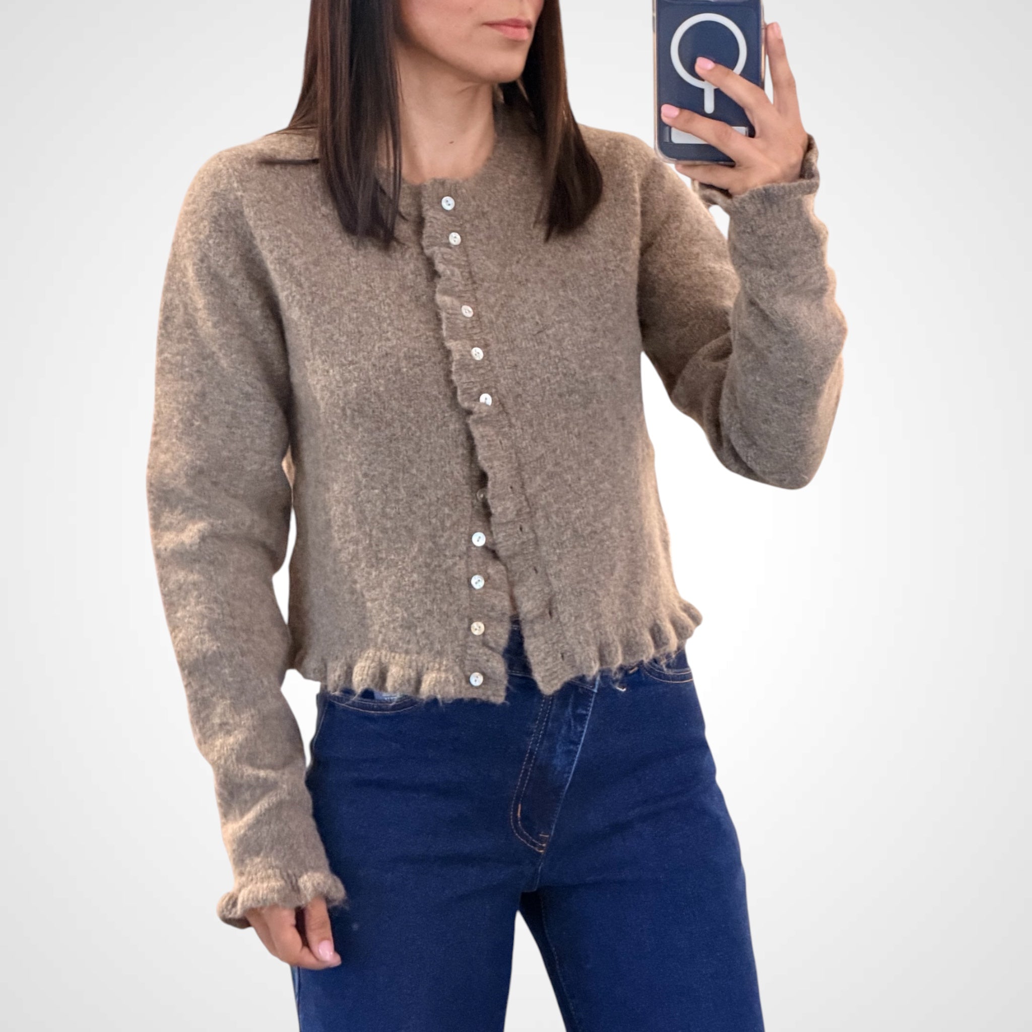 RUFFLED LONG SLEEVES CARDIGAN TOP-1