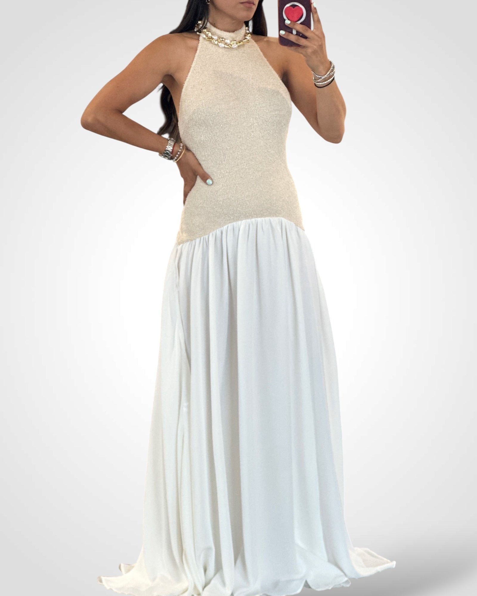 NATURAL WHITE MAXI DRESS