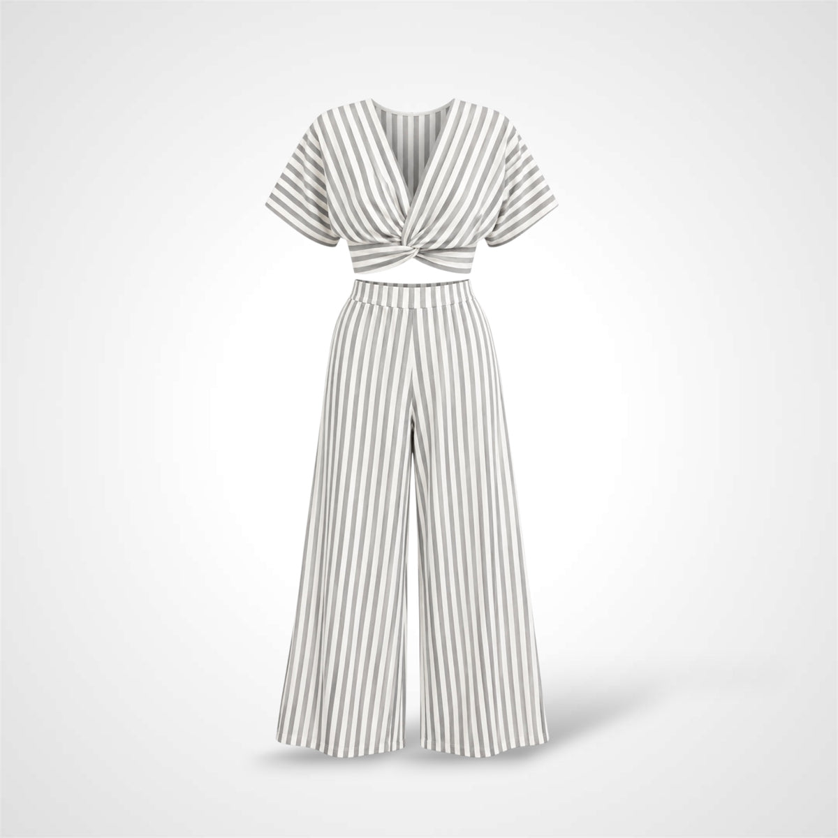 STRIPED TWIST FRONT TOP & PANTS-4