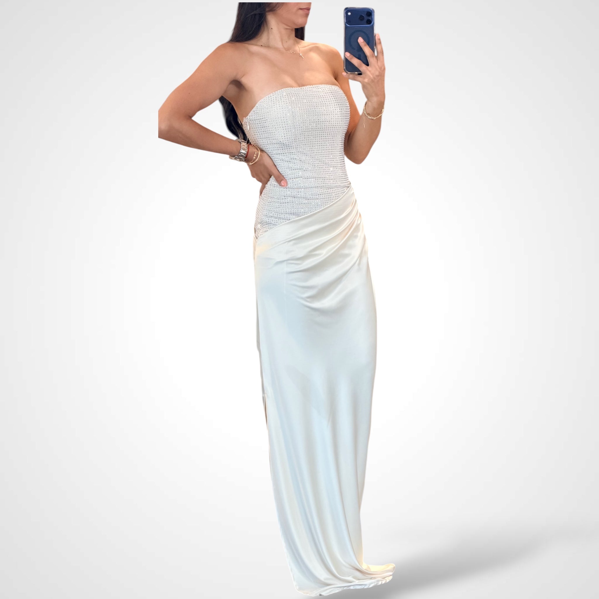 GLAMOROUS CHAMPAGNE MAXI DRESS•-1