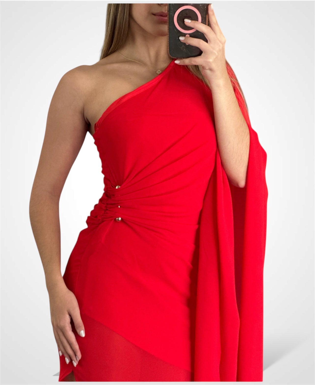 RED GOLD ACCENT ONE/S DRESS•-2