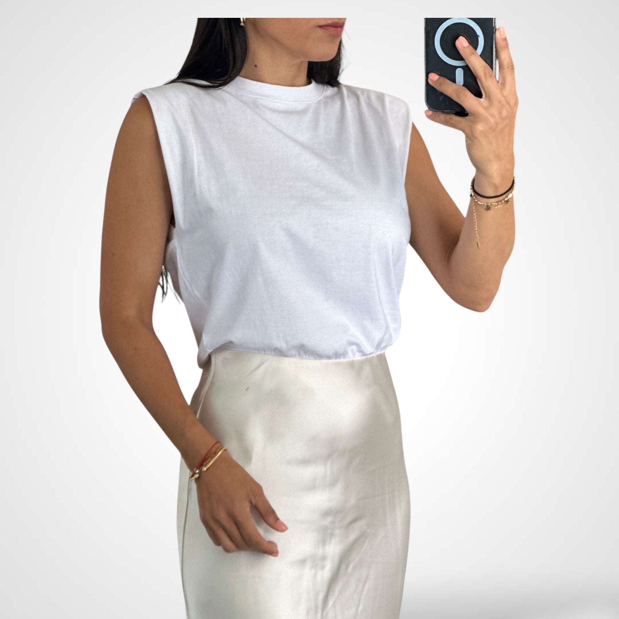 SJQ-Contrasting Sleeveless Midi Dress