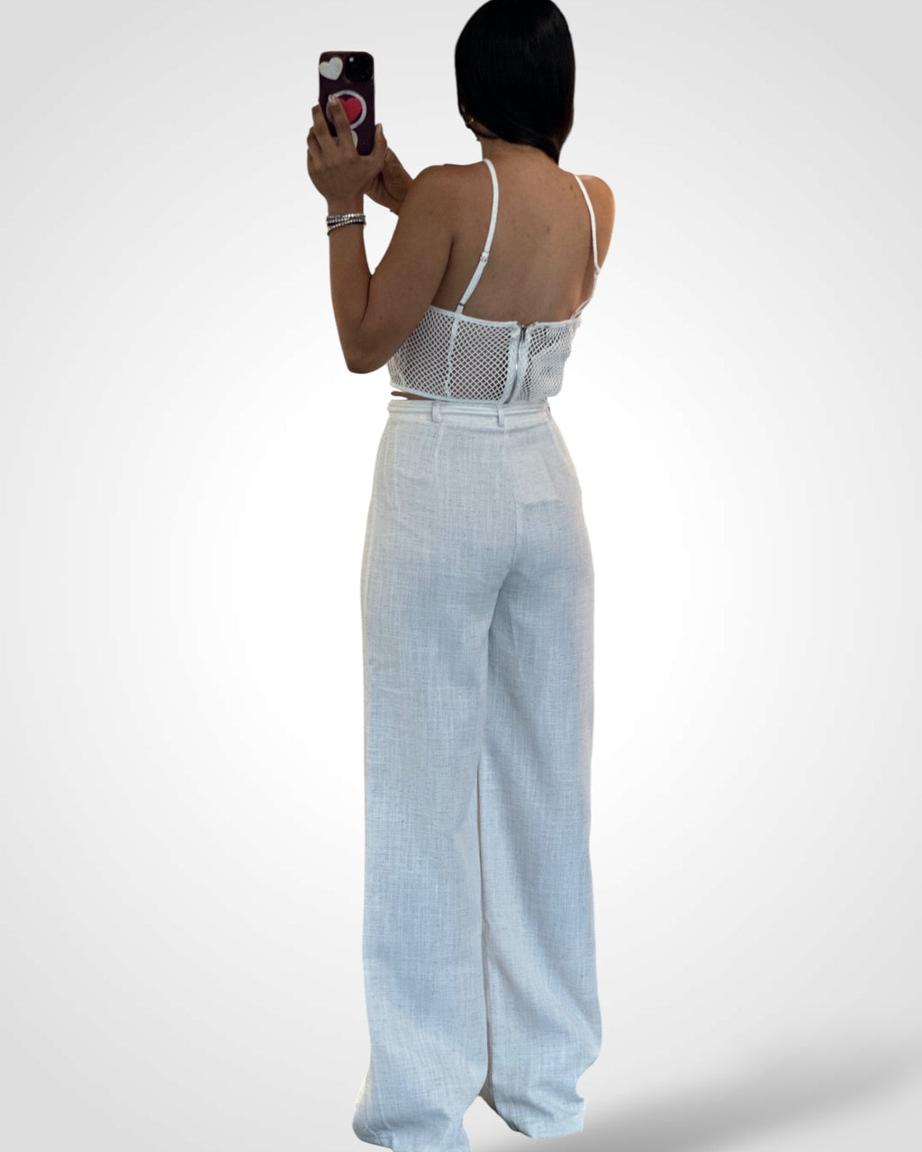 SJQ-Crochet Line Crop Set