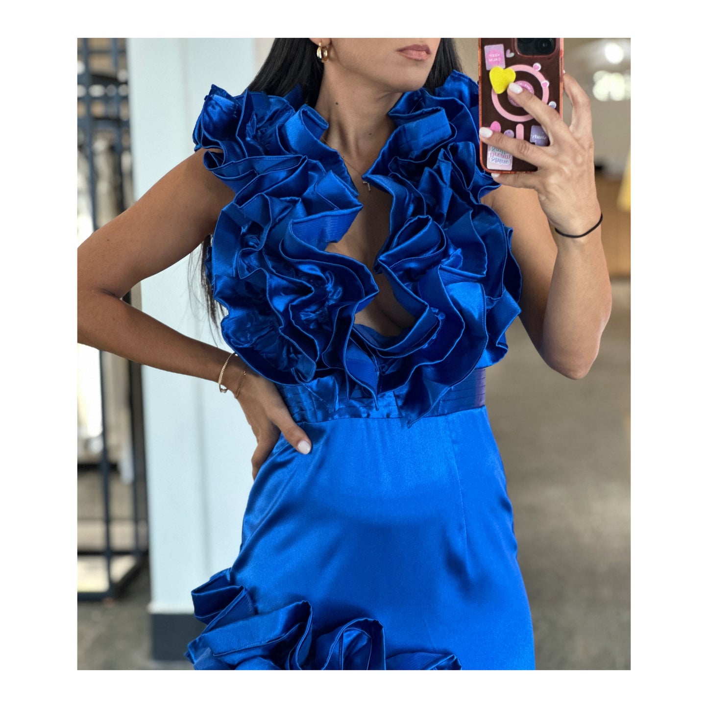 SJ RUFFLE HIGH-LOW GOWN