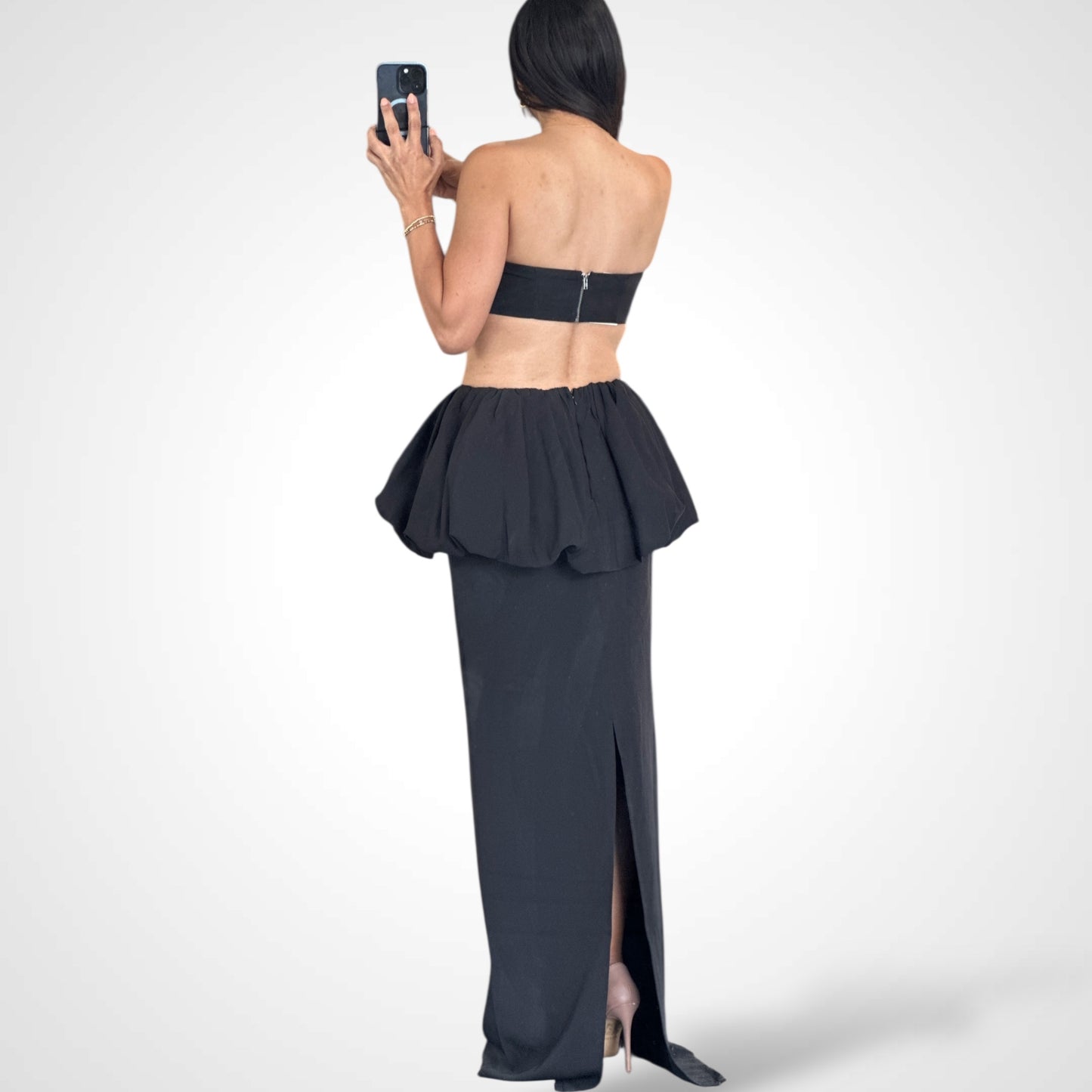 PEARL RHINESTONE BANDEAU TOP AND SKIRT SET