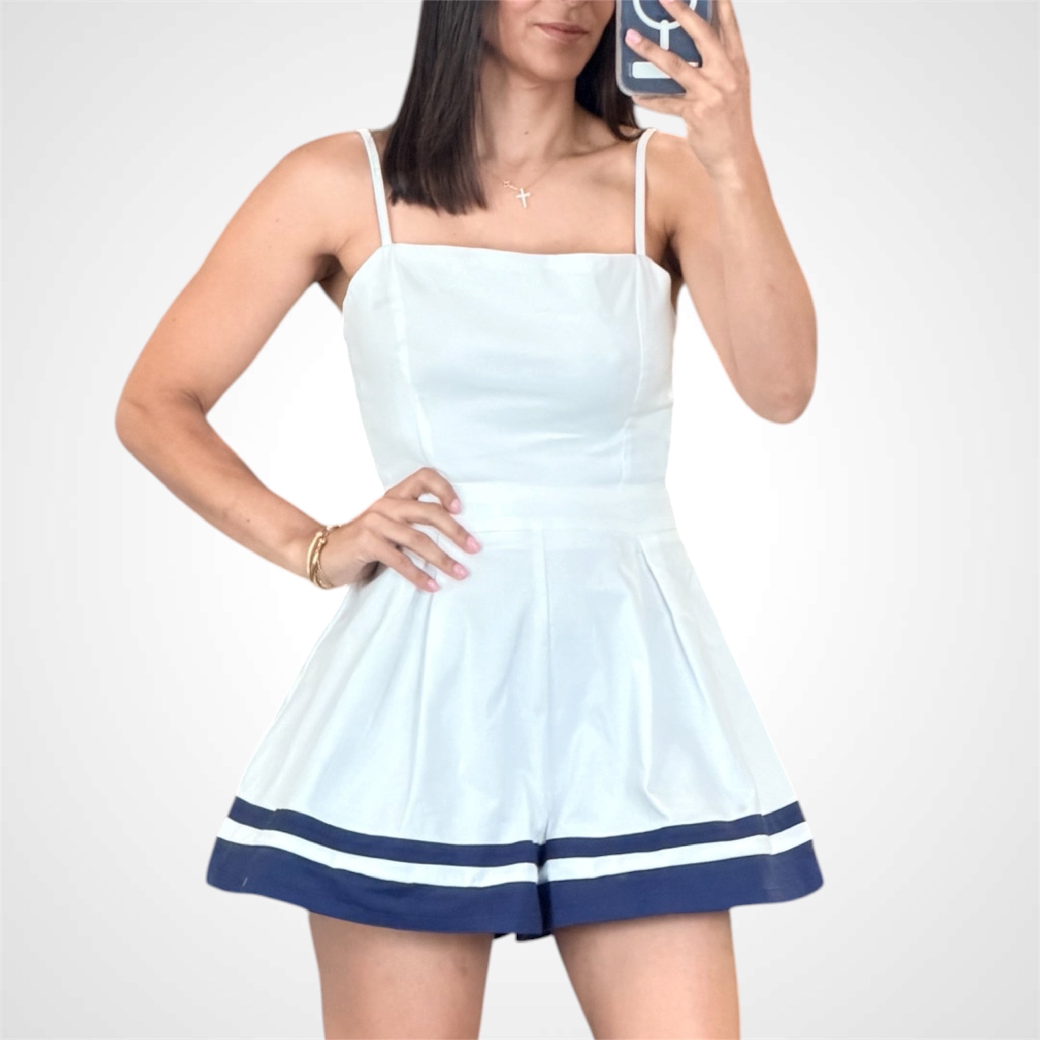 Ivory Solid Woven Romper-2