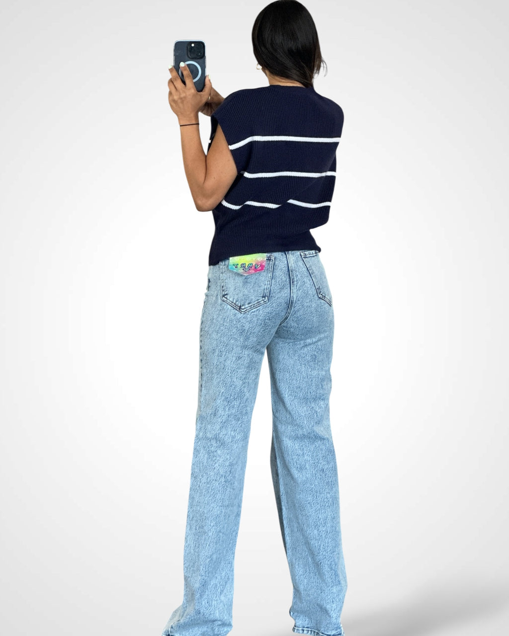 Navy Stripe Knit Vest