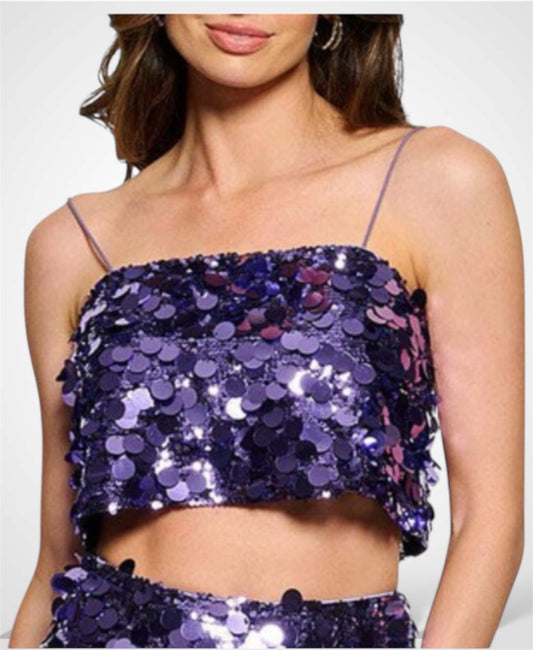 SLEEVELESS SEQUINS CROP TOP