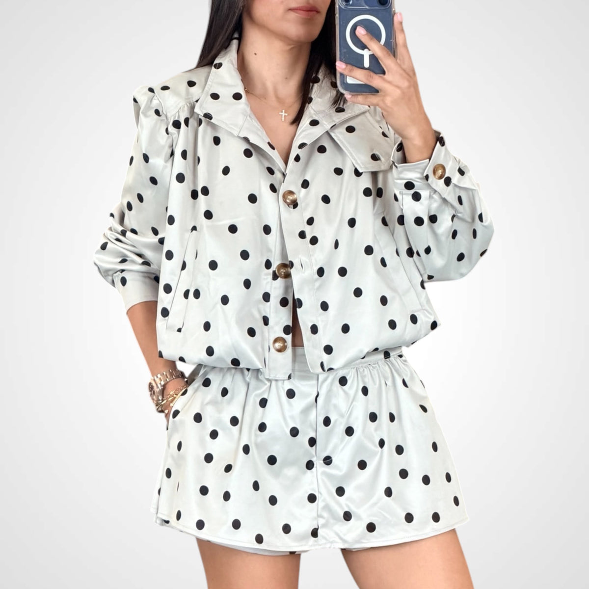 Cream Polka Dot Set-3