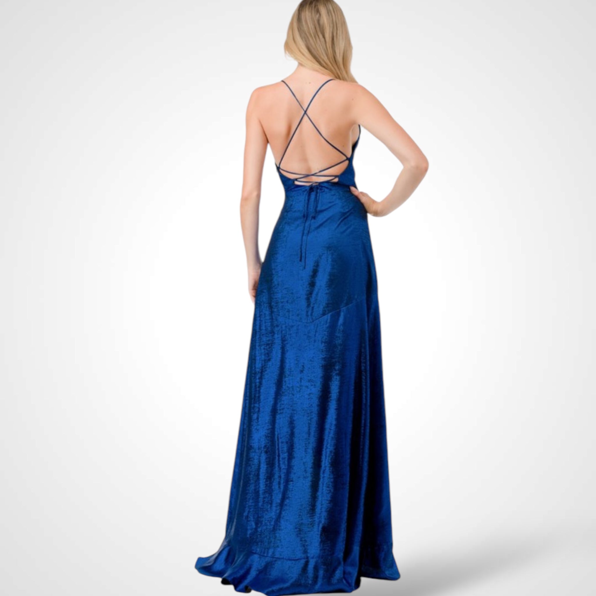 Metallic Ruffle Detail Maxi Dress•-2