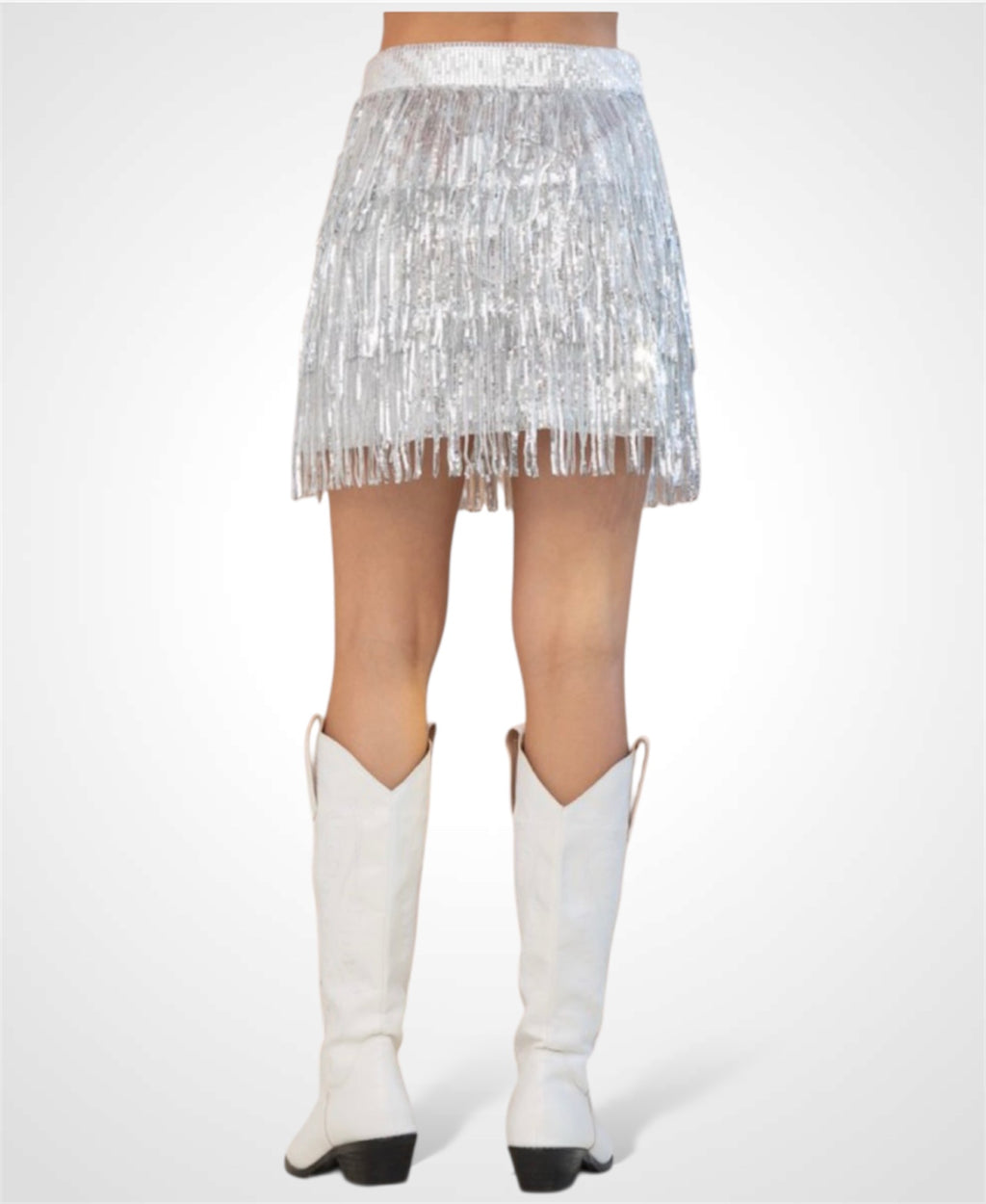 Silver Tiered Sequin Skirt