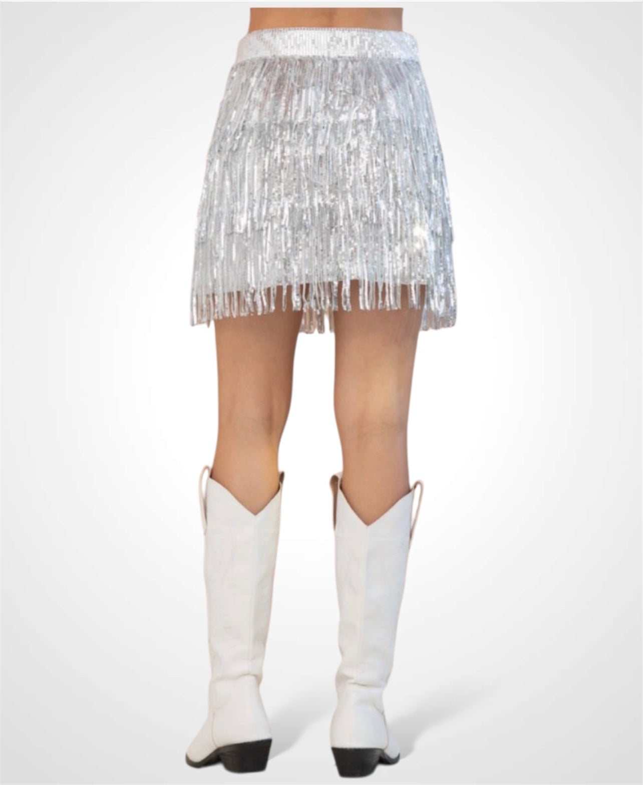 Silver Tiered Sequin Skirt