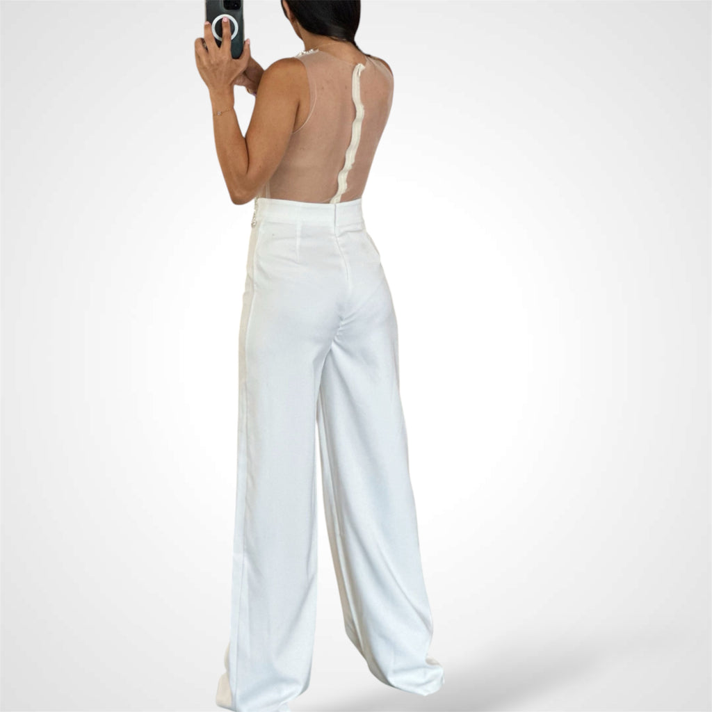 Mesh Stones Rhinestone Jumpsuit