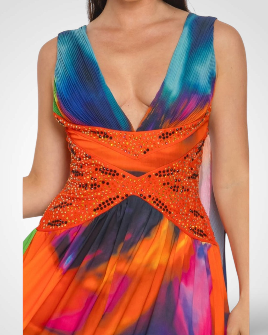 BACKLESS DEEP V-NECK FLORAL MAXI DRESS