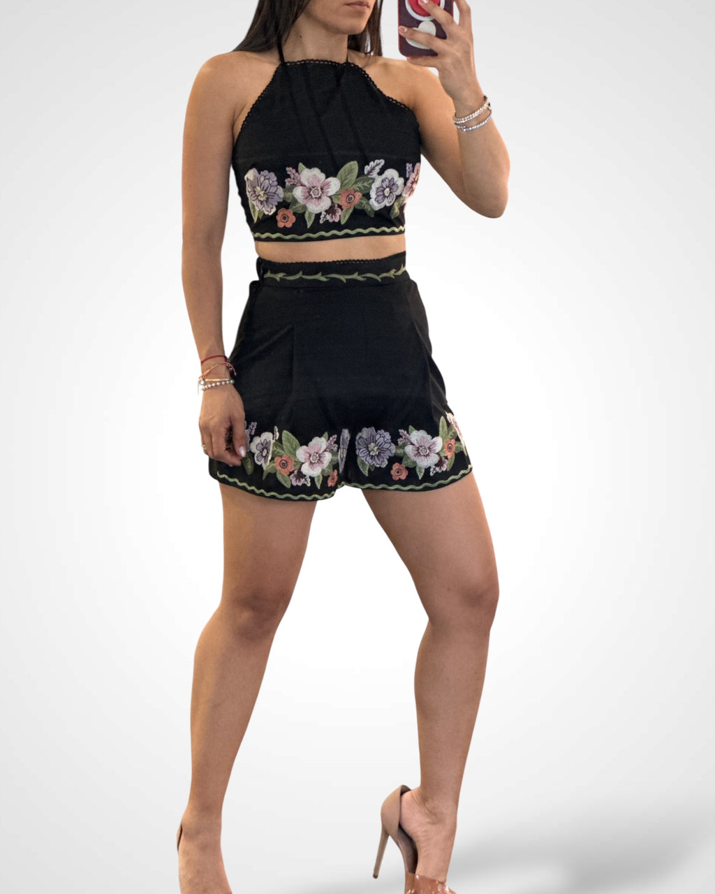 SJQ-Embroiderd Top And Short Set