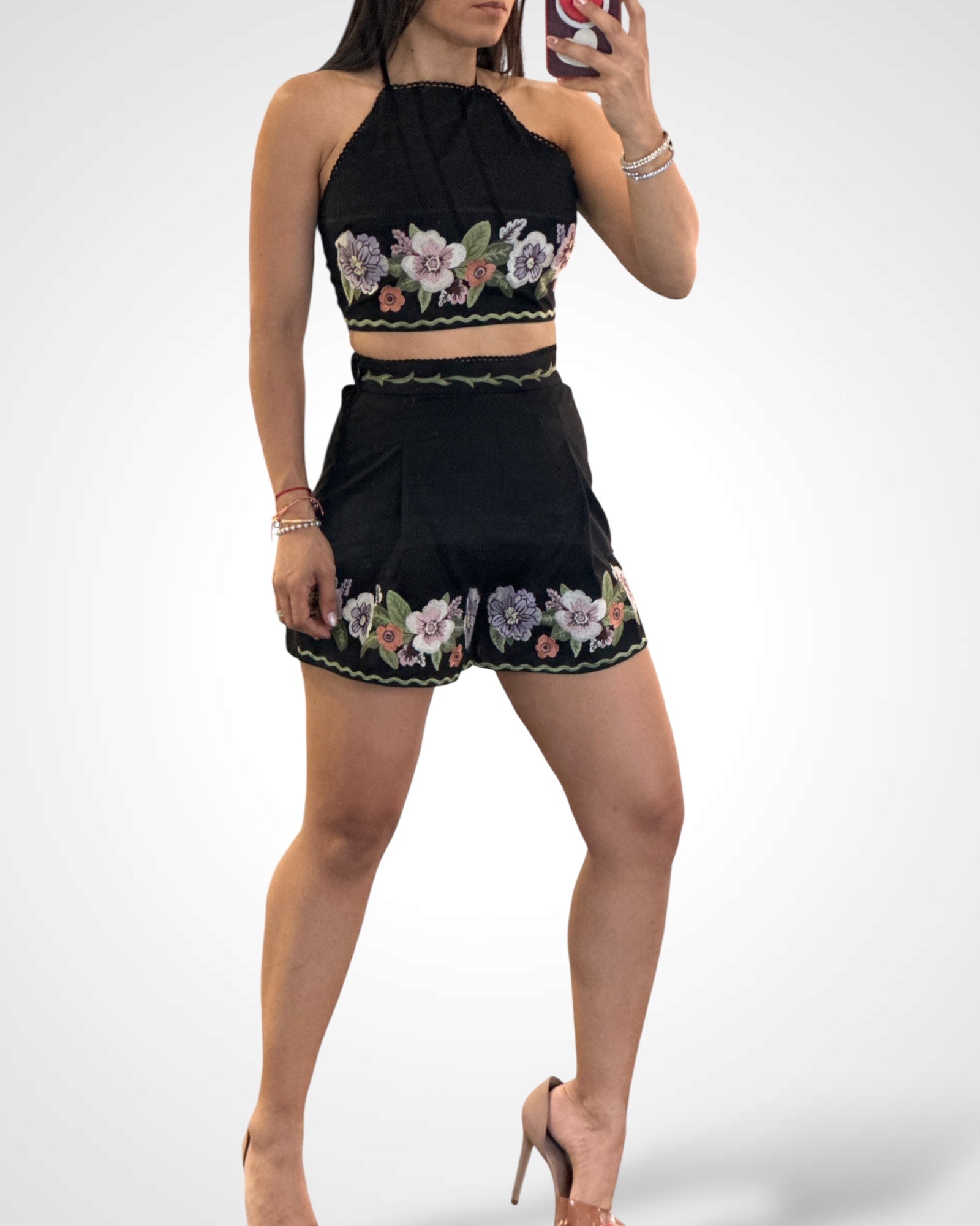 SJQ-Embroiderd Top And Short Set
