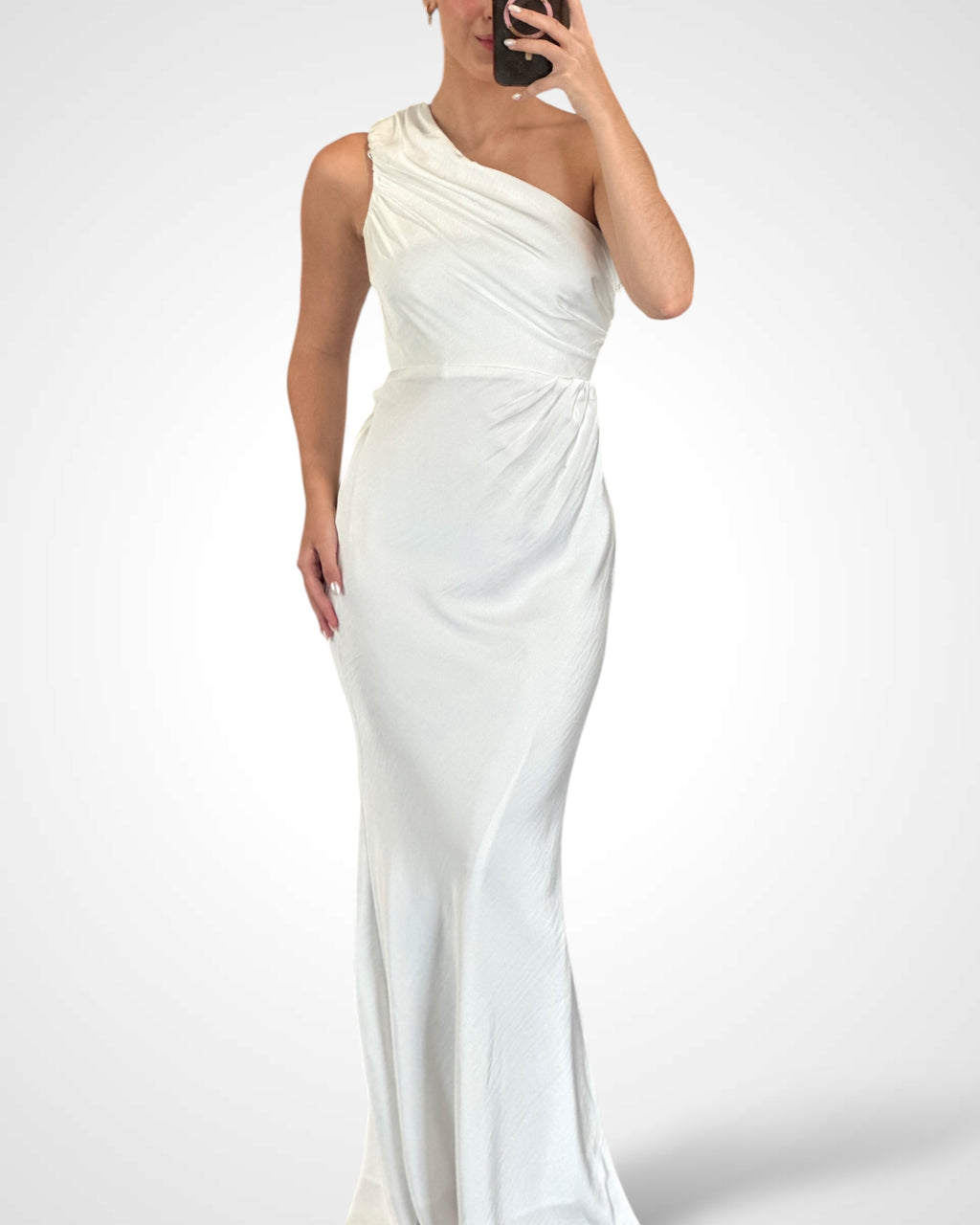 One S Satin Bias Dress (White)