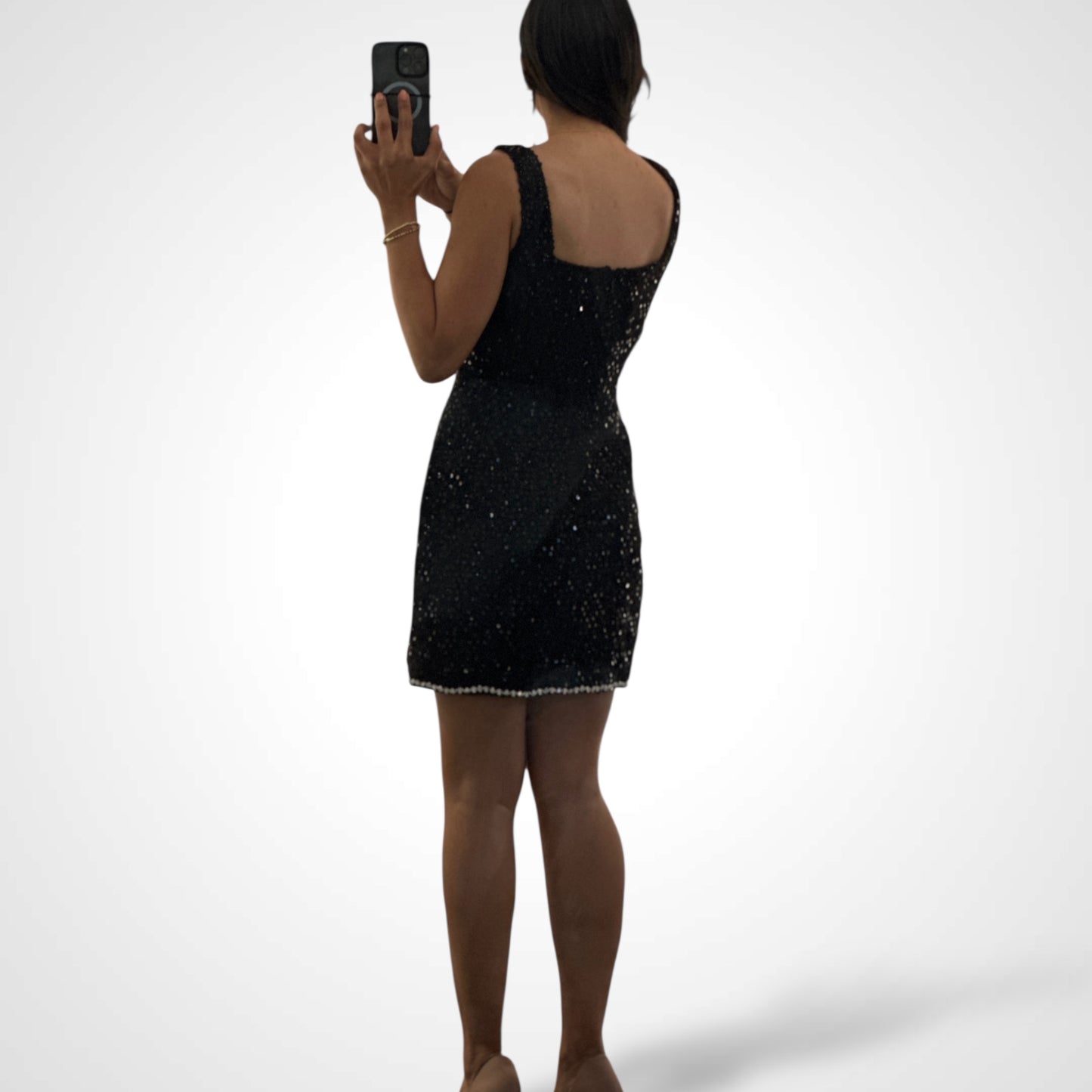 SEQUIN BOUCLE SLEEVELESS MINI DRESS