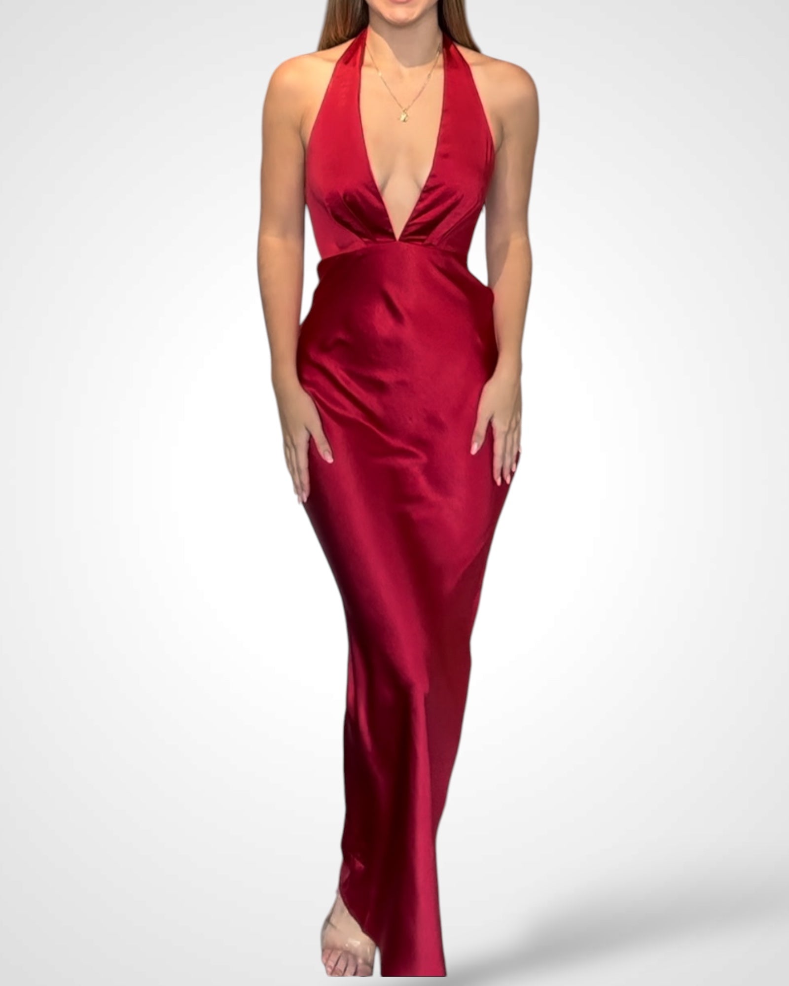SJQ-Halterneck Satin Maxi Dress