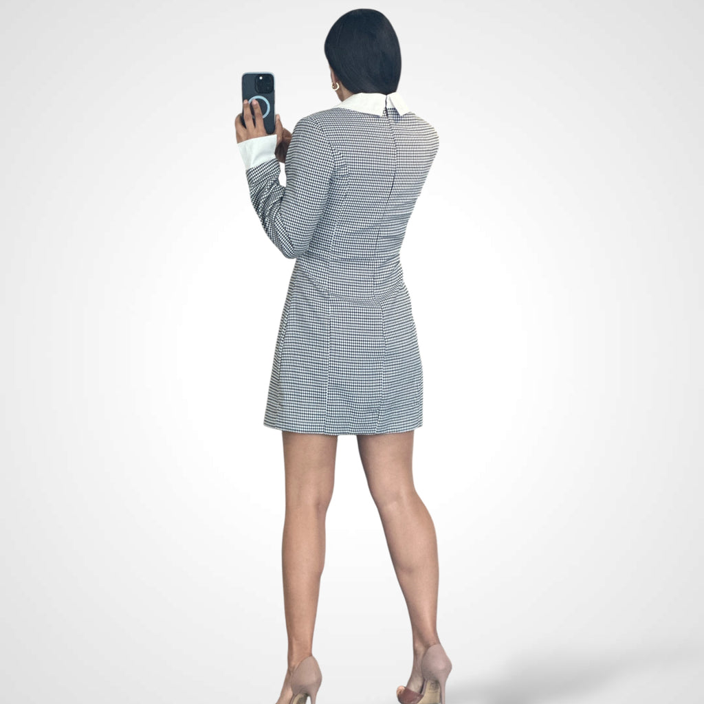 GINGHAM CHECK BUTTON DOWN MINI DRESS