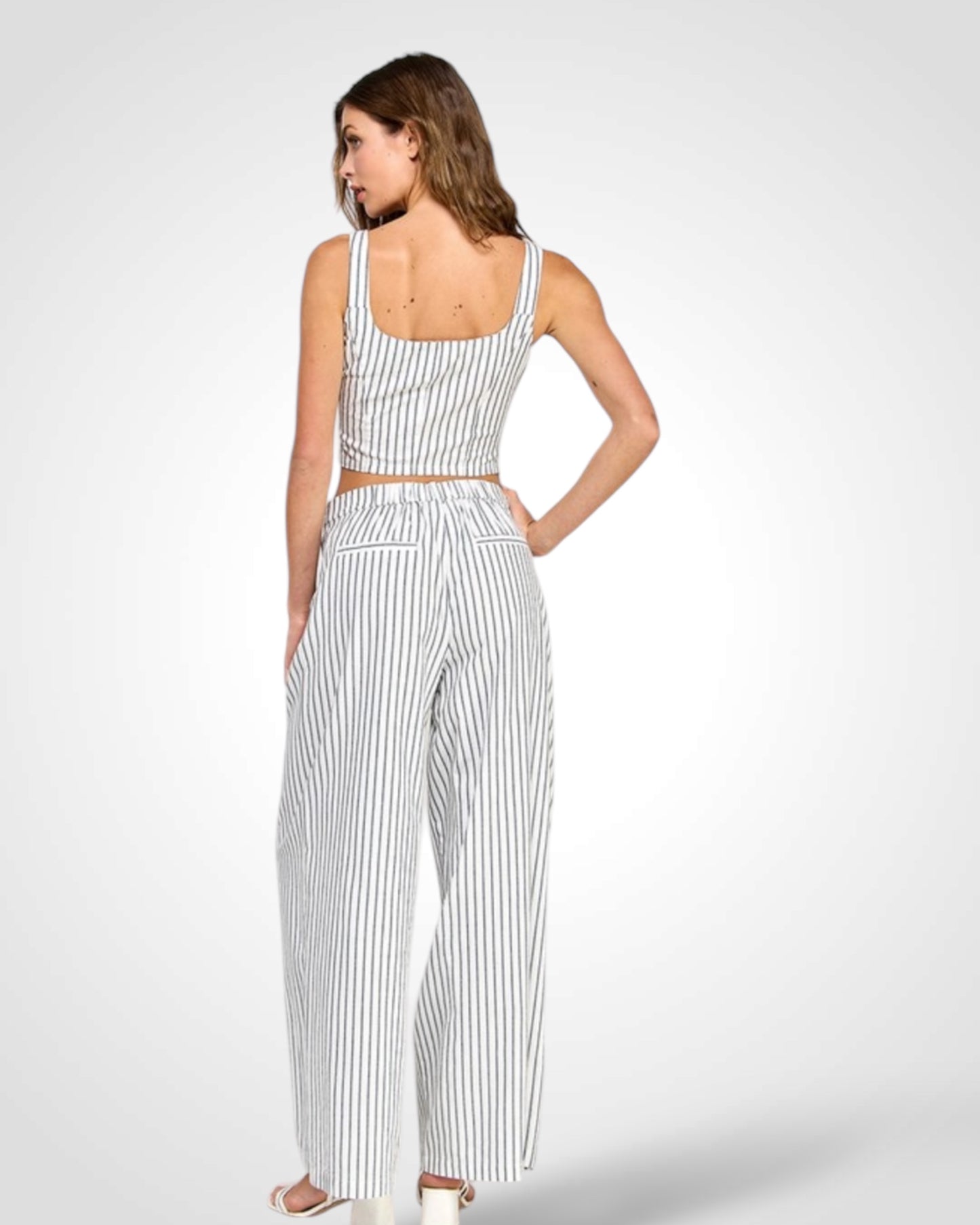 Stripe linen vest and pant set
