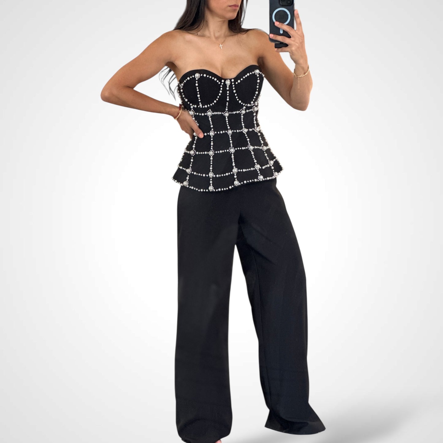 BLACK EMBELLISHED PANT SET