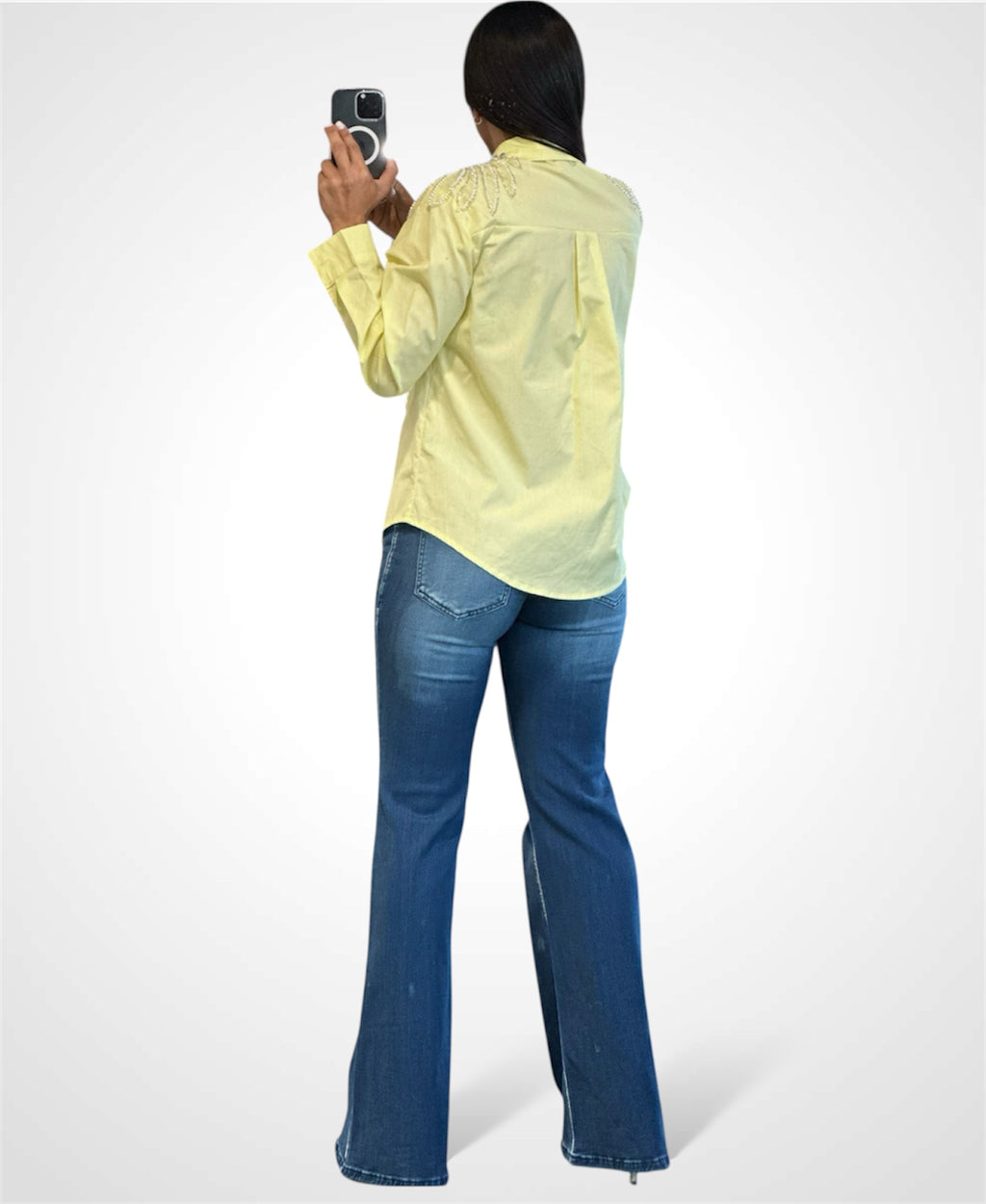 LONG SLEEVE LIME RHINESTONE TOP